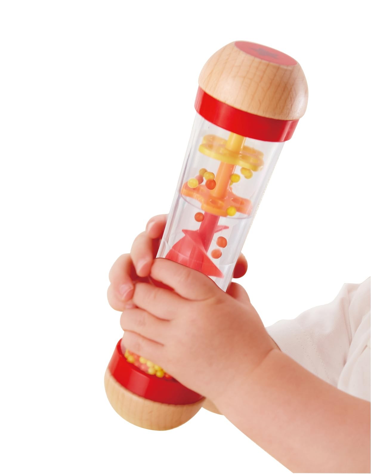 Hape Beaded Raindrops | Mini Wooden Musical L: 2, W: H: 7.9 inch, Red