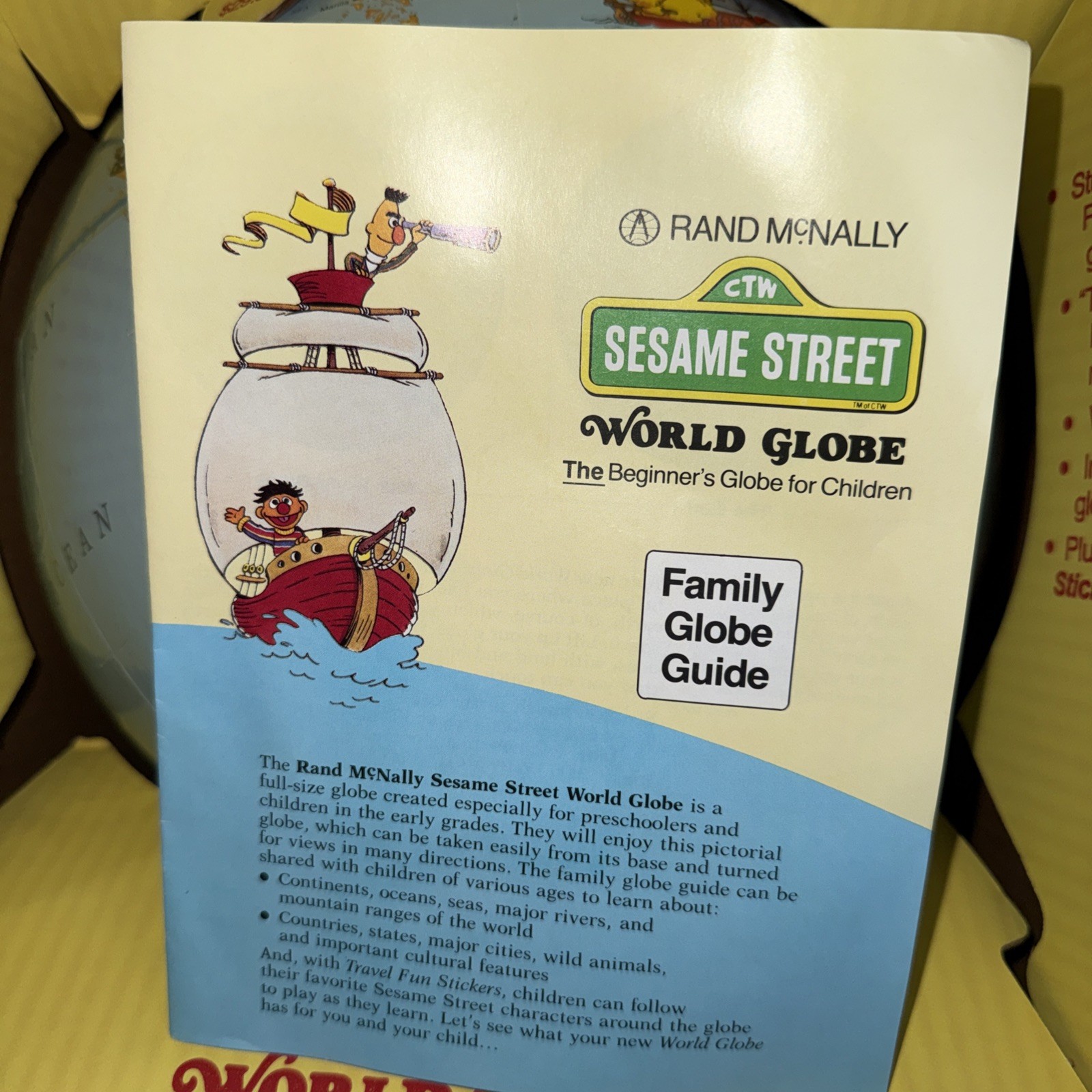 Vintage Rand McNally Sesame Street World Globe 1985 in Box