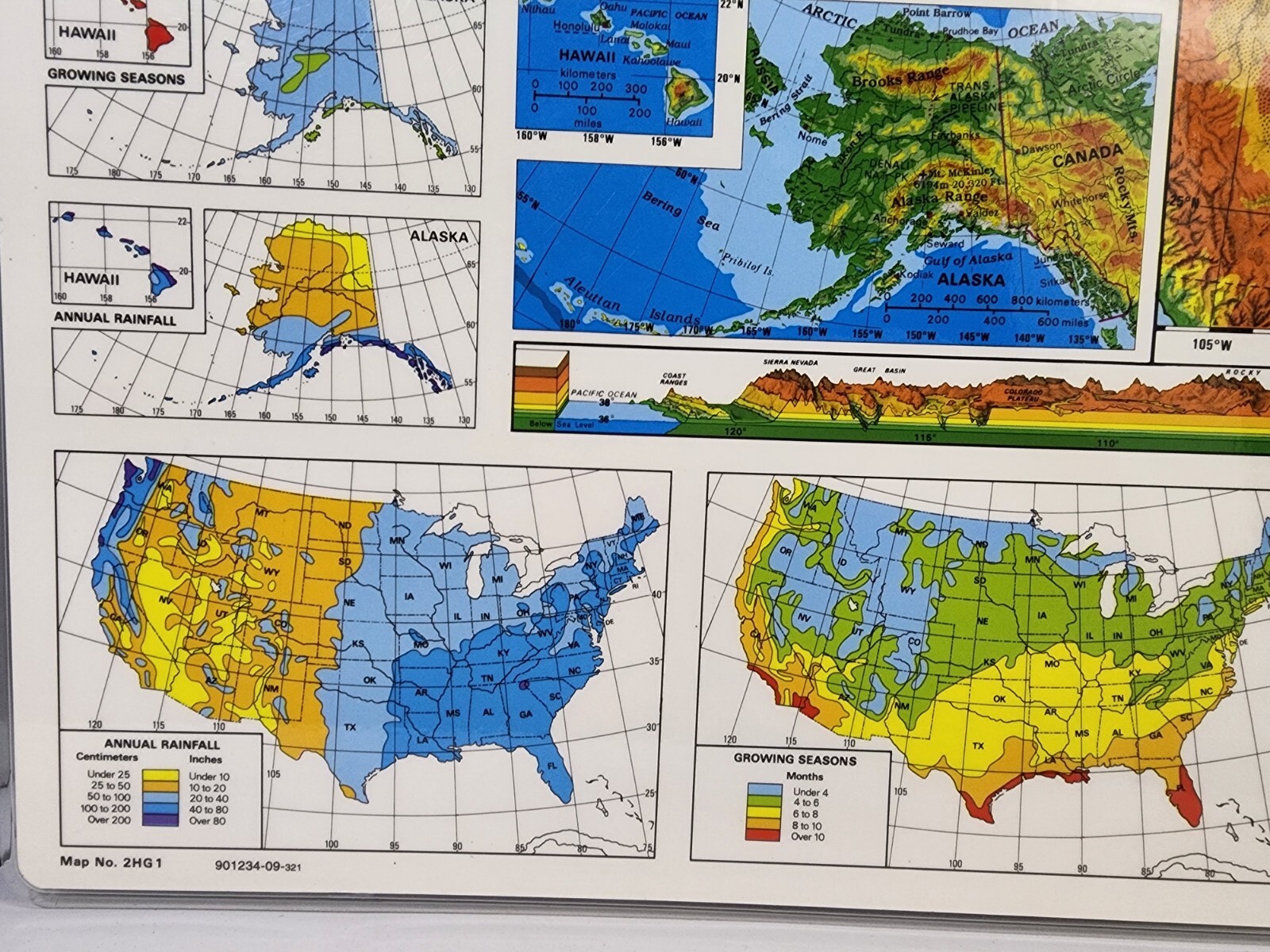 Nystrom Laminated 2 Sided United States Geography Map 22″ X 17″ Homeschool New