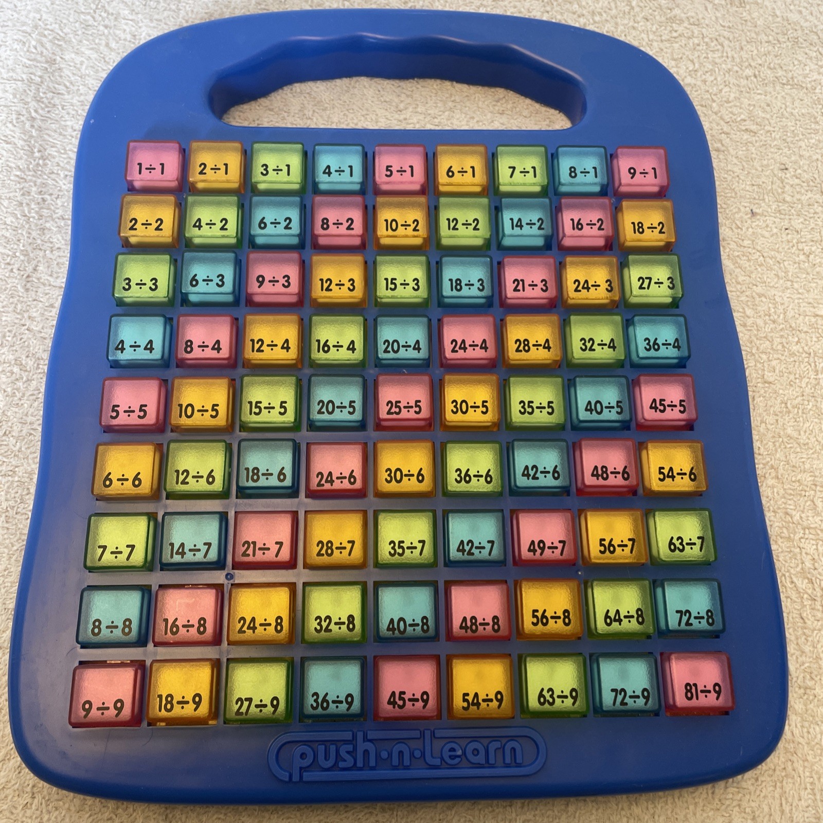 Push-n-Learn math Tables Plastic Educational Math Toy Vtg Red