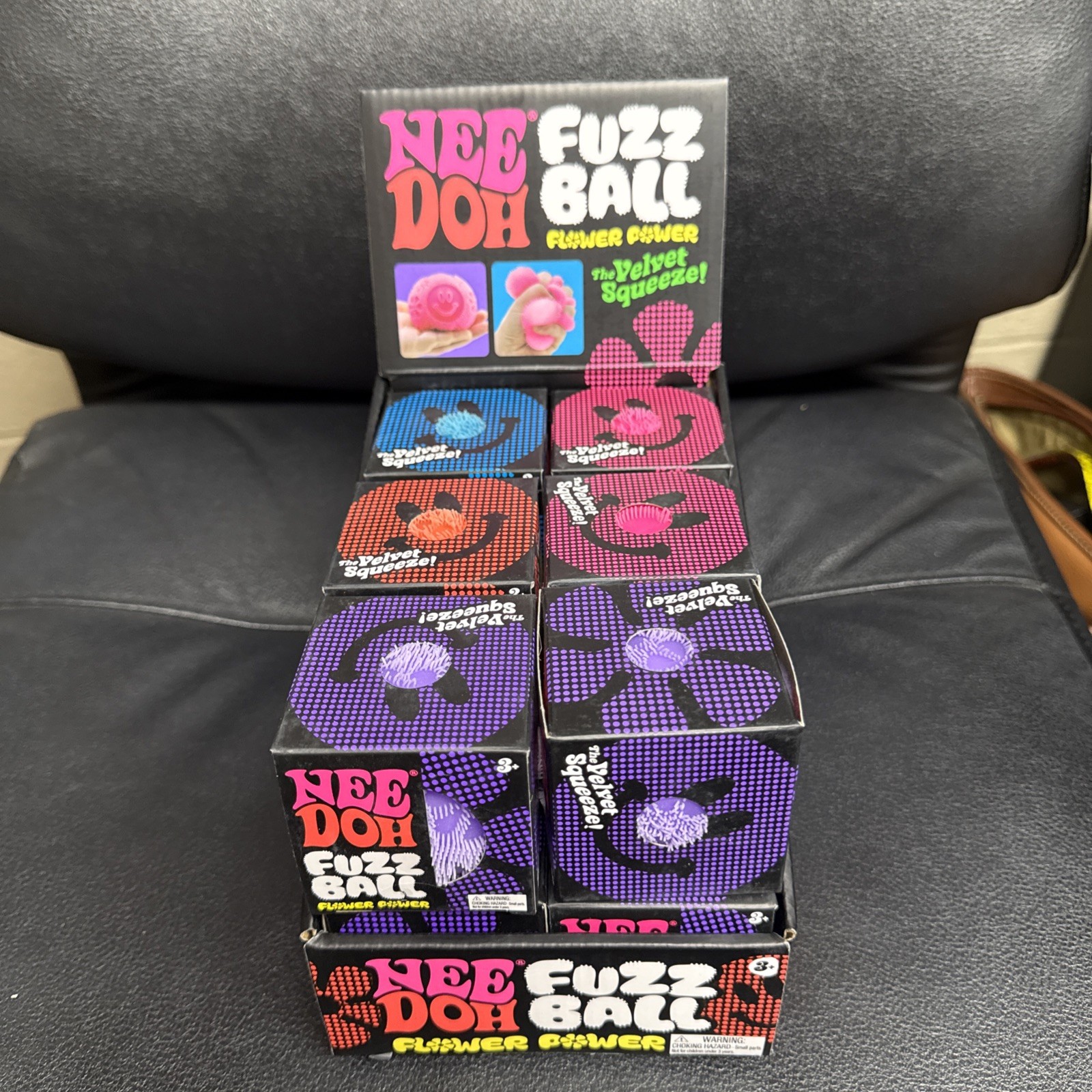 Lot of 12 Nee Doh FUZZ BALL Flower Power Squish Stress Ball Fuzzball NeeDoh NEW