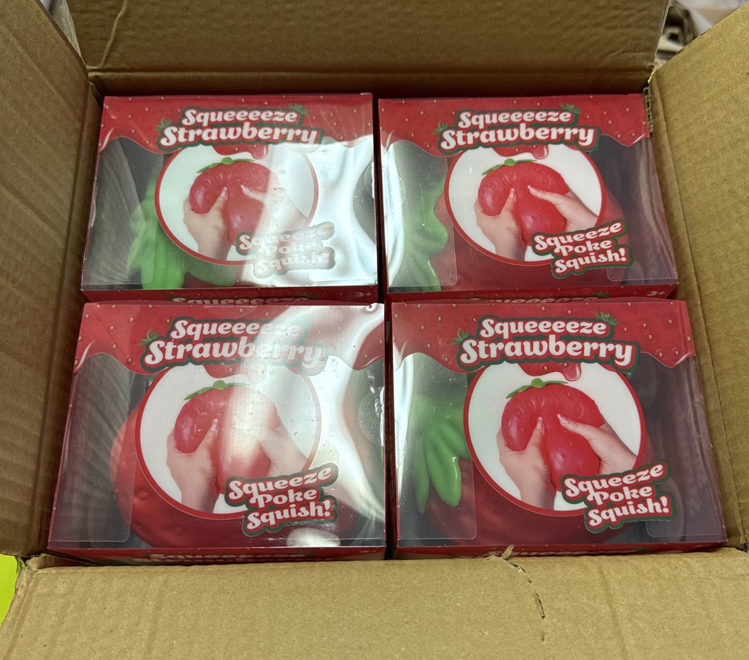 4x Squeeze Strawberry Squishy Toy Sunny Days Stress Large Ball Fidget CASE