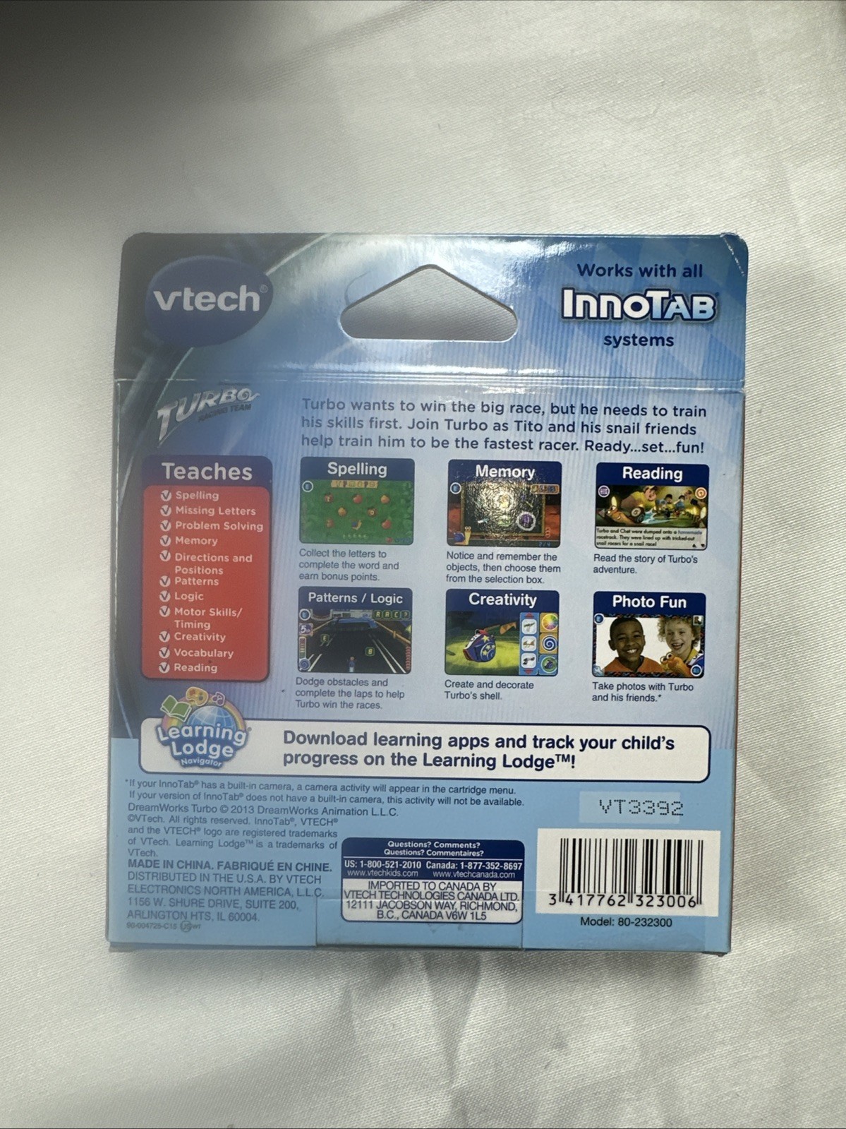 Vtech Innotab “TURBO” Cartridge Game 4-7 Years – Brand New