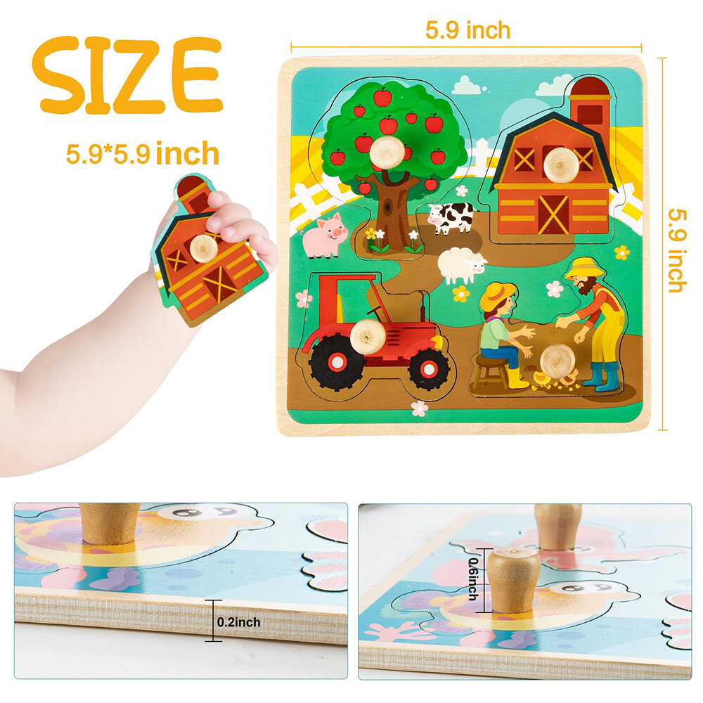 Wooden Jigsaw Puzzles for Kids Age 1 2 3 Toddler Puzzles Toys, Preschool Set 4