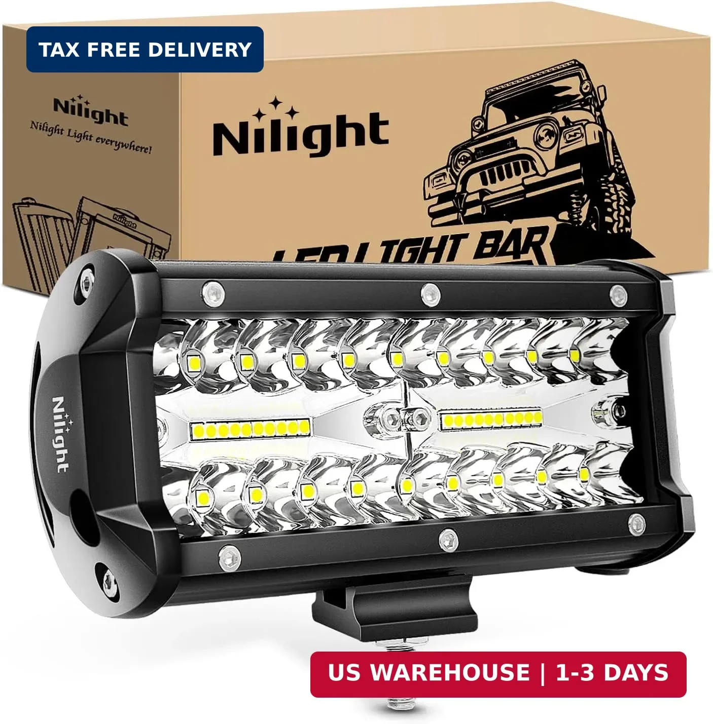 Nilight Led Pods 6.5 Inch 120W Flood Spot Combo Off Road Driving Fog Light Bar W