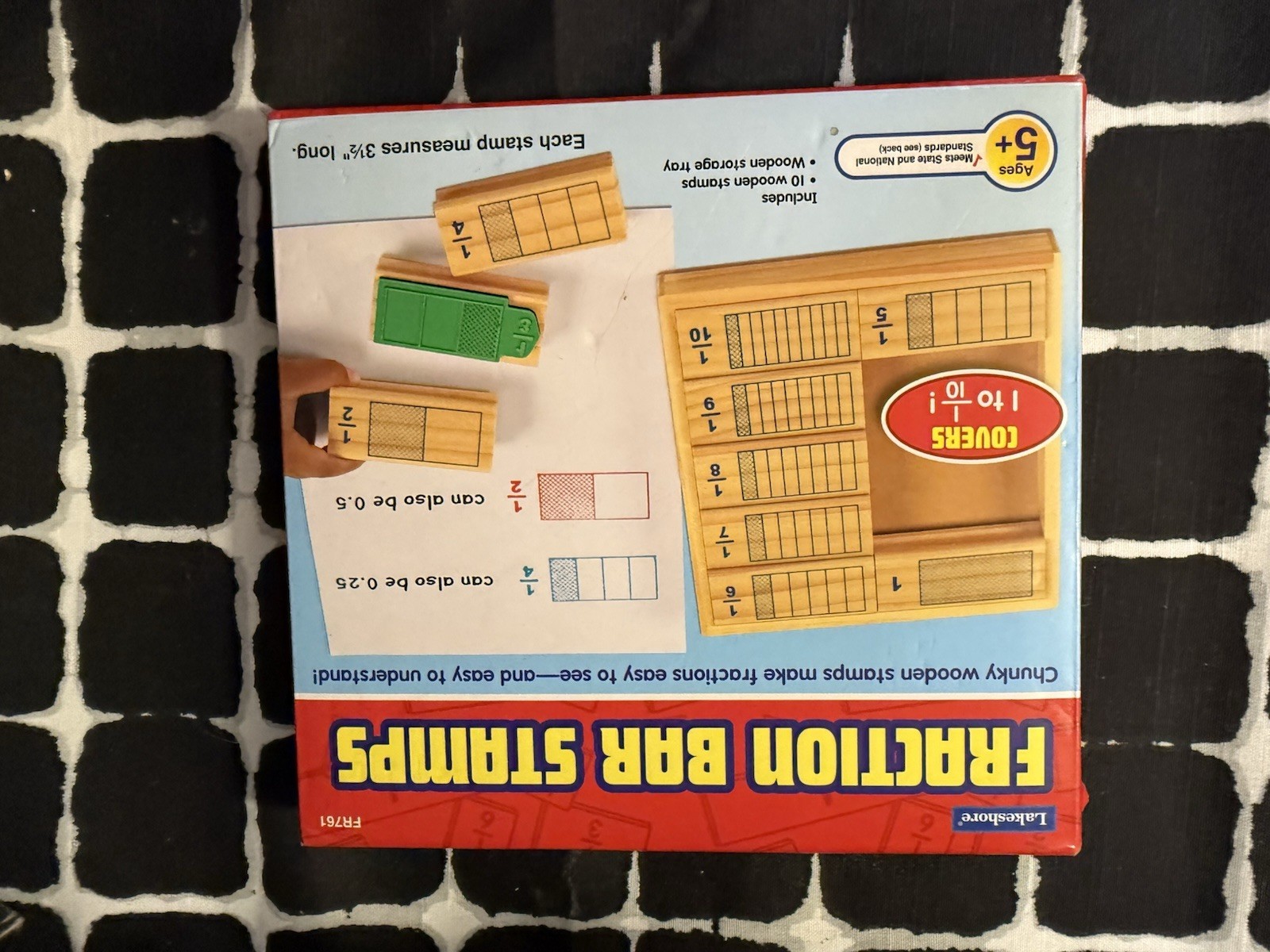 Lakeshore Fraction Bar Stamps Wooden Set Covers 1 to 10 Ages 5+ 8-11 Years