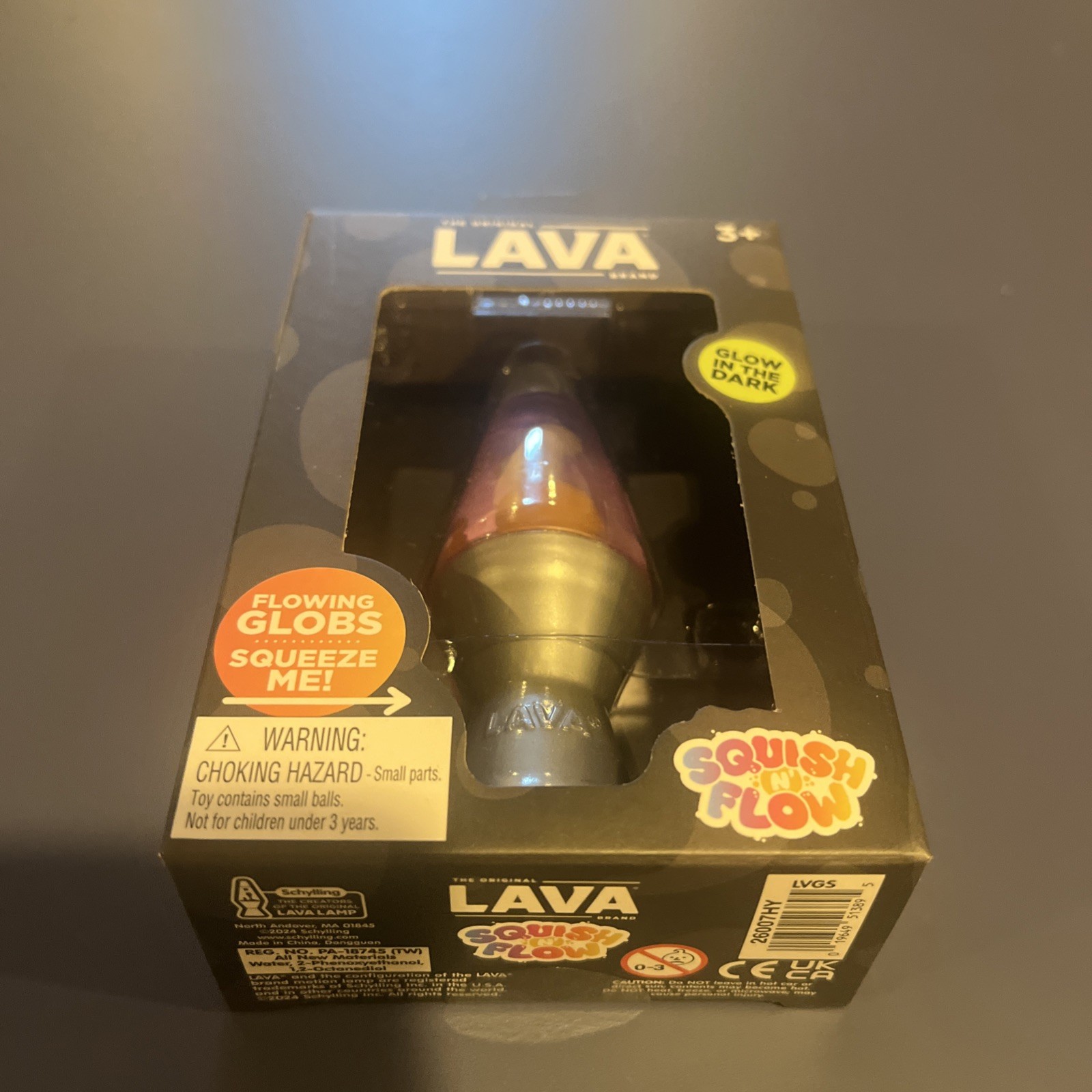 Schylling Lava Lamp Squish N Flow Squishy NeeDoh Glow In The Dark Pink Rare New