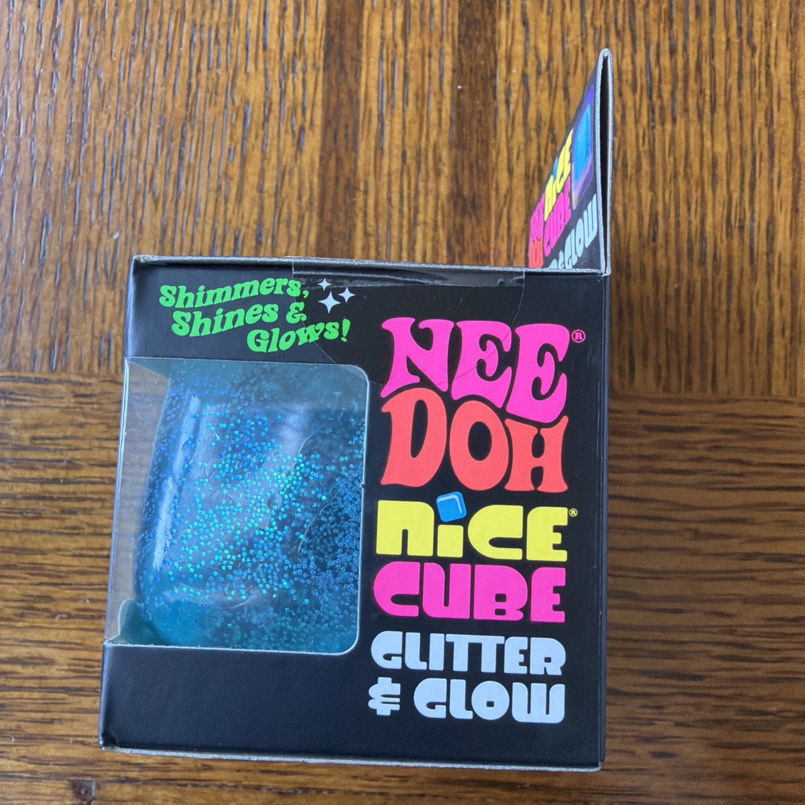 Schylling NeeDoh Blue Nice Cube Glitter & Glow Super Solid Squishy Toy Sensory