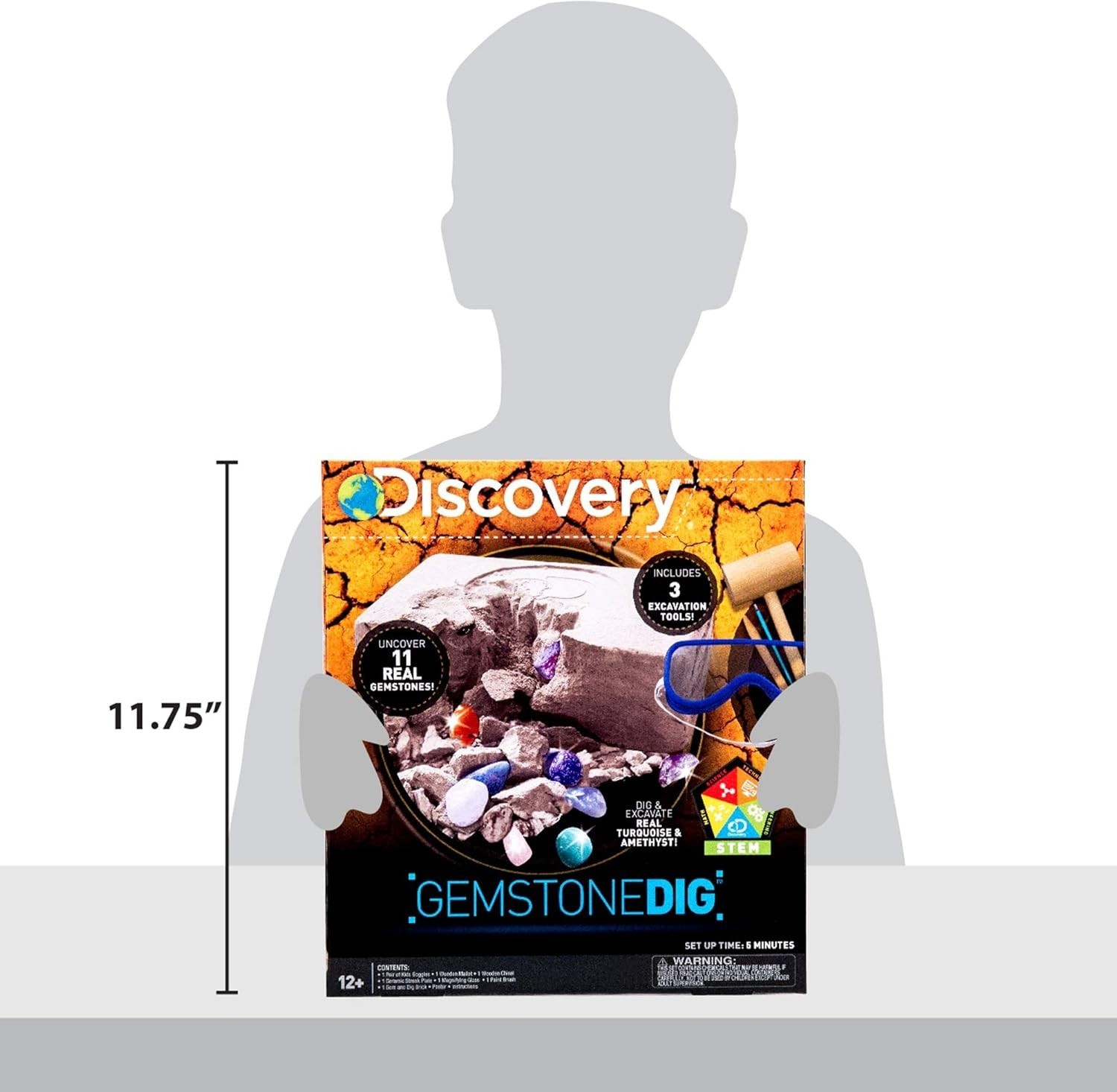 Kids Gemstone Dig Stem Science Kit by , Excavate, Dig & Reveal 11 Real Gemsto…