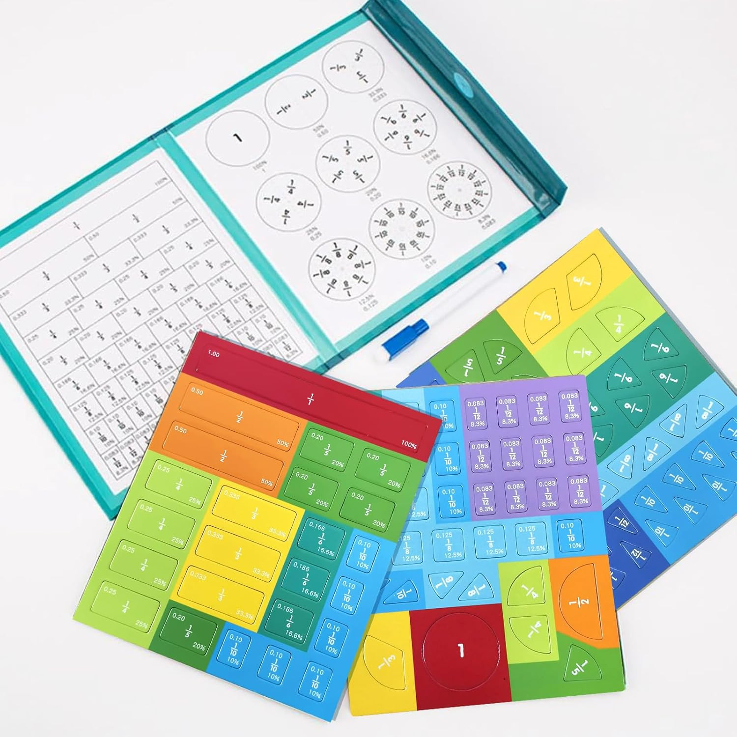 Magnetic Fractions Demonstration Book, 102-Piece Set of Magnetic Fraction Tiles