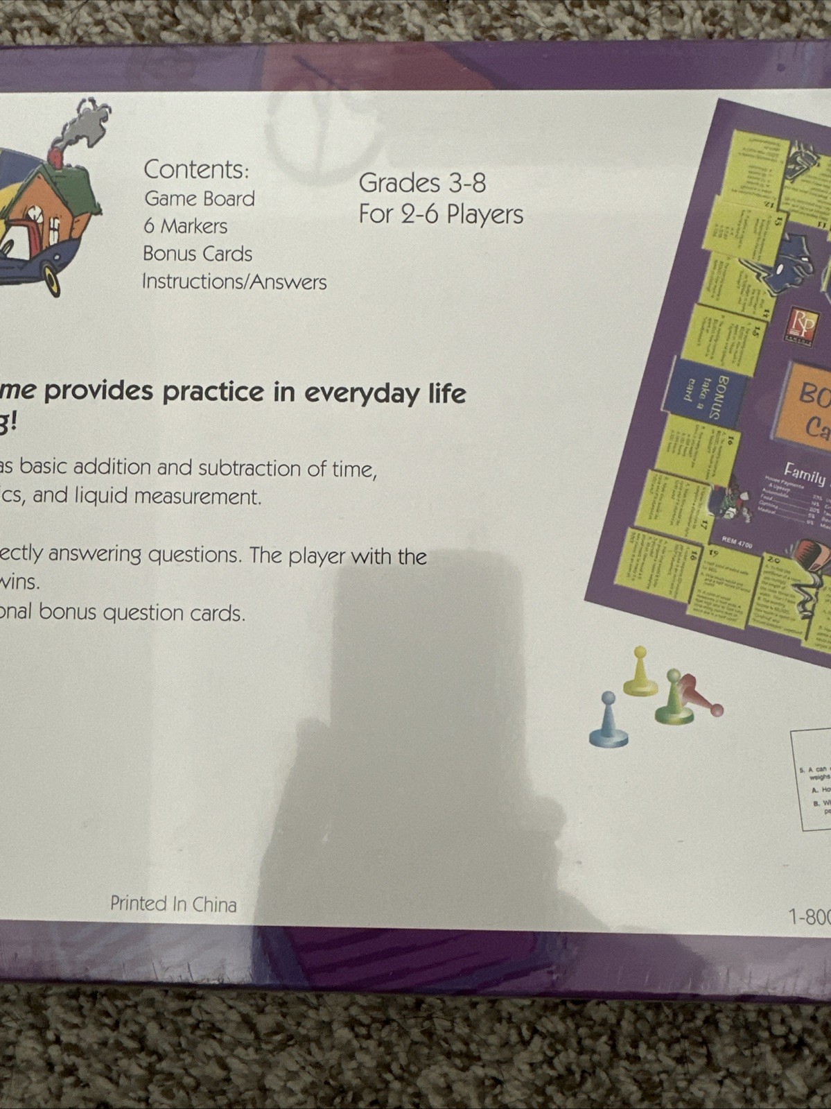 Math Around The Home Learning Game For Grades 3 to 8 and 2-6 Players NEW SEALED