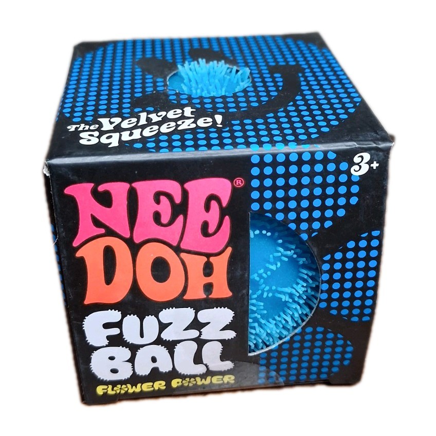 NeeDoh Fuzz Ball – The Velvet Squeeze! Stress Fidget Viral Blue Free Shipping