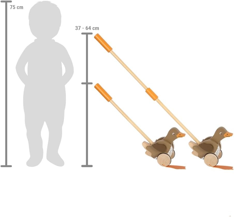 small foot Push-Along Duck, Wood, Moving Head, Helps with Learning, Walking aid,