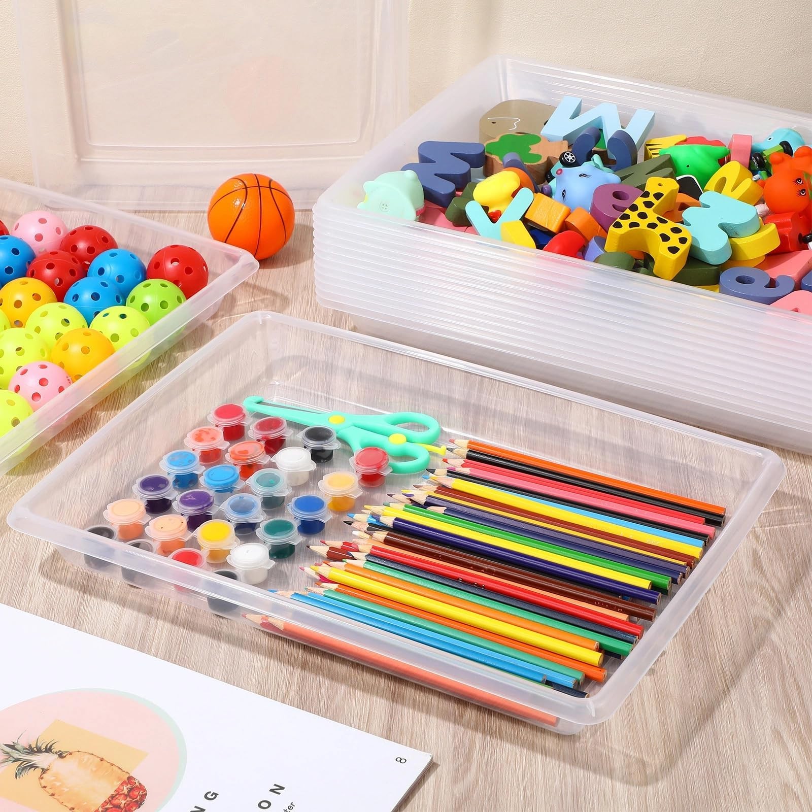 Maitys 15 Pcs Activity Plastic Art Trays 14.57 x 10.63 x 1.77 Inch Large Craf…