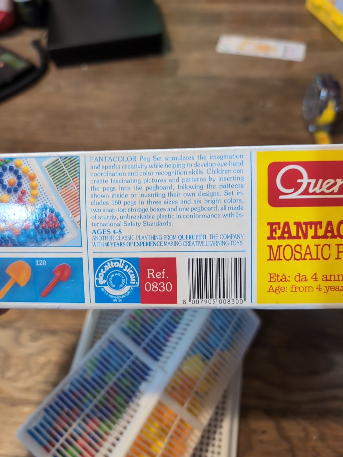 Quercetti Fantacolor Mosaic Peg Set Art Creative TOY Made In Italy