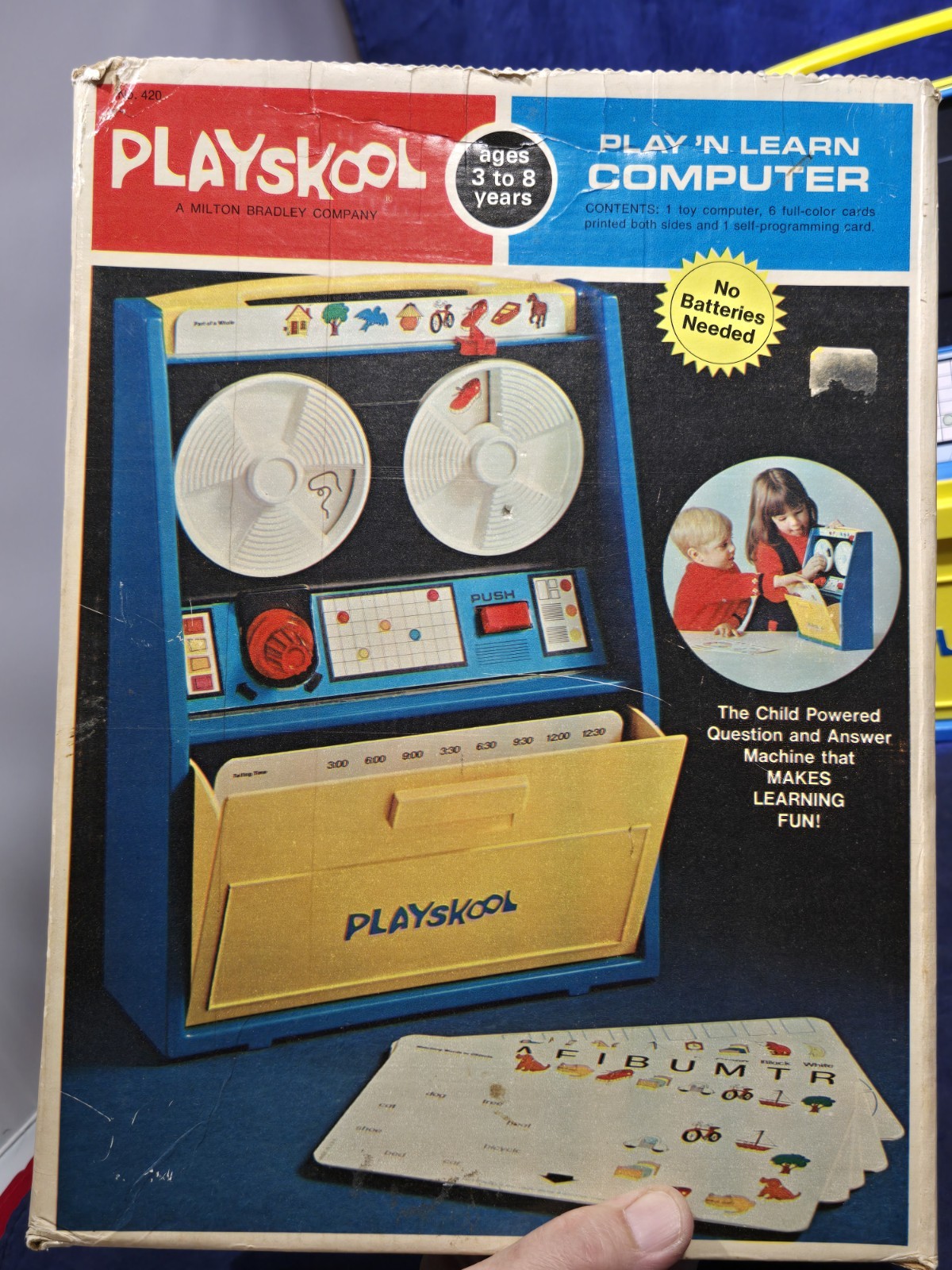 Vintage 1972 Playskool Play ‘N Learn Computer Reel to Reel Toy with 7 Cards