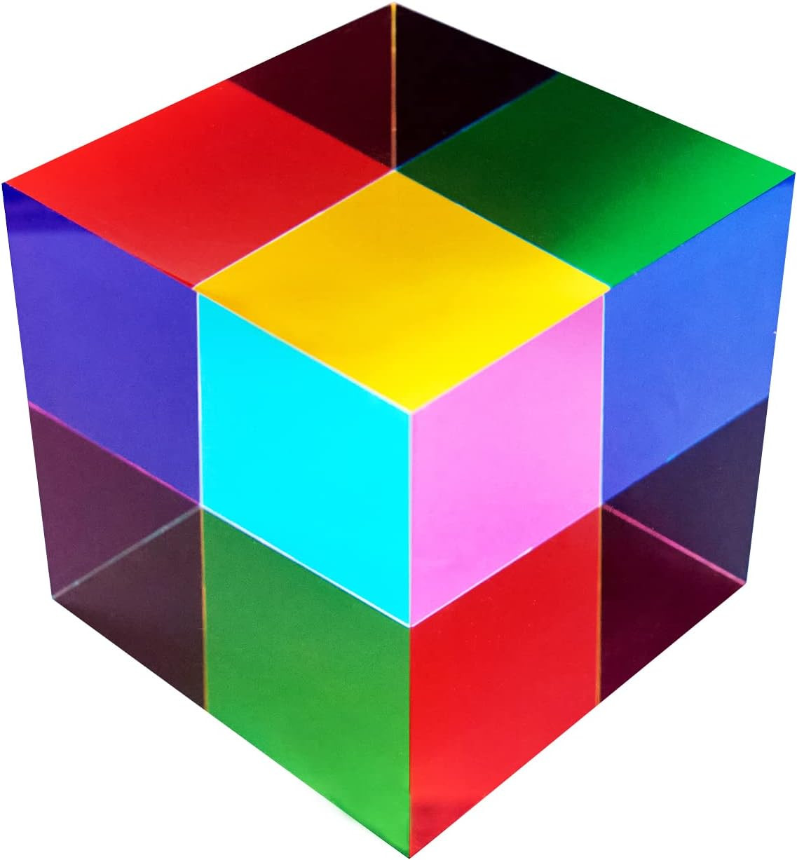 CMY Color Cube, 2.0 Inch (50Mm) Acrylic Mixing Color Cube Prism for Physics Educ
