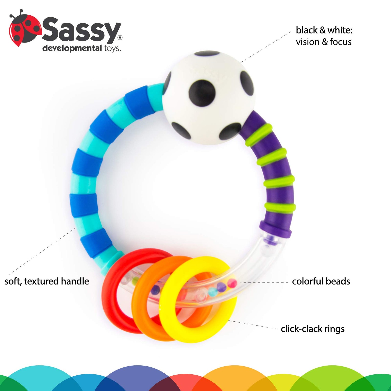 Sassy Ring Rattle | Developmental Baby Toy 1 Count (Pack of 1),