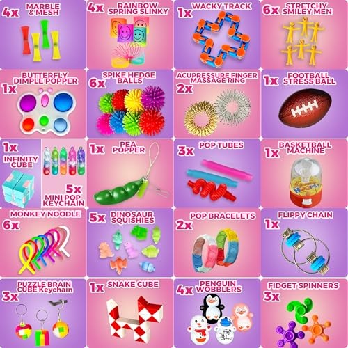 120 Pcs Fidget Toys Pack, Pop Sensory Party Favors Set Gifts for Kids Adults