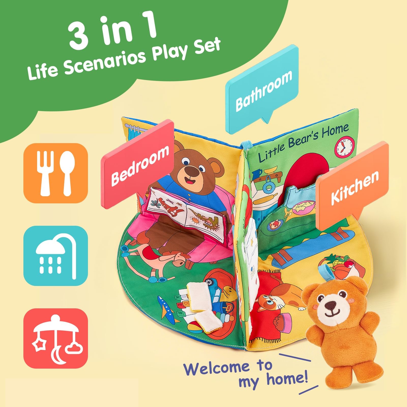 hahaland 3D Busy Book for 0-12 Months Small, Red, Blue, Green, Yellow, Pink