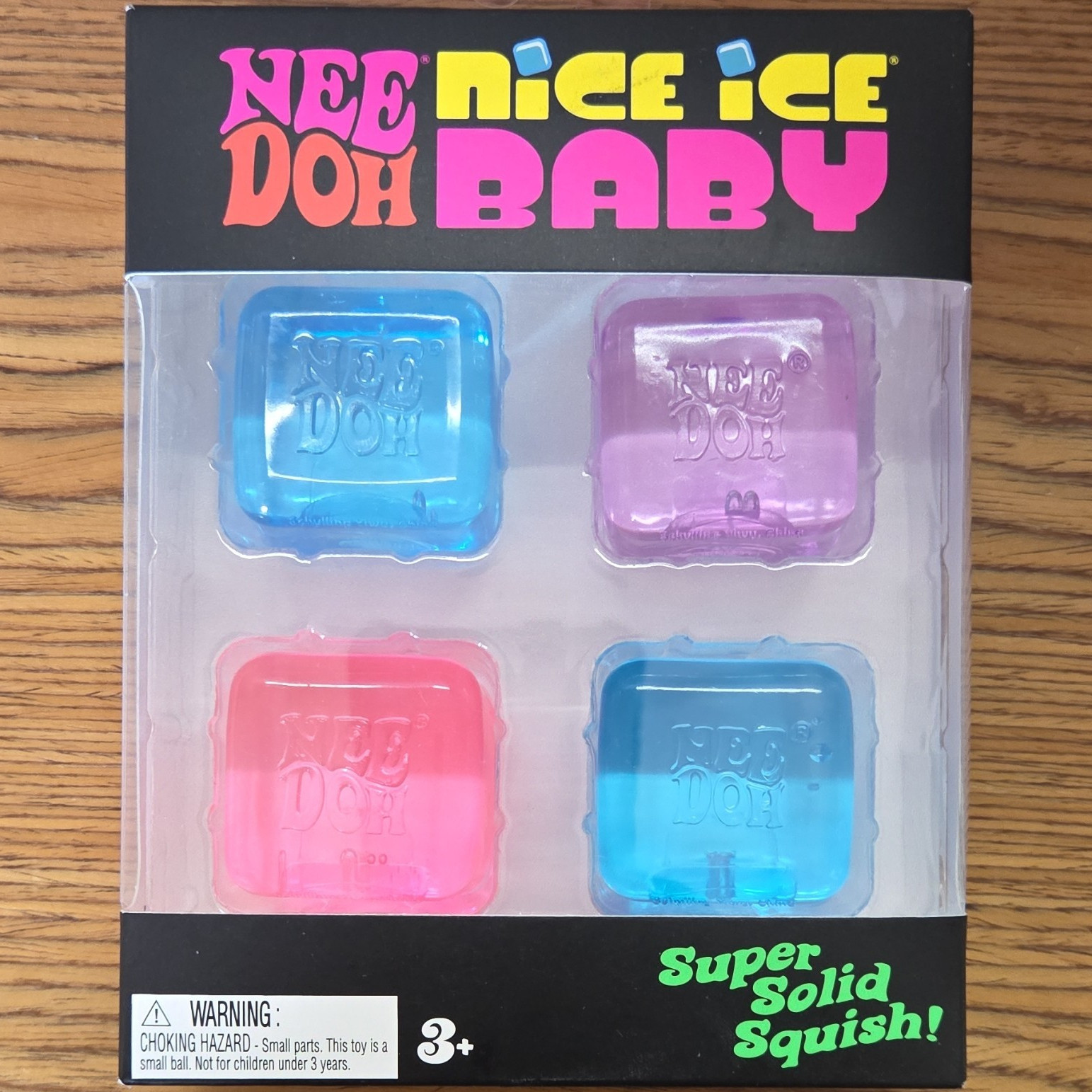 Schylling Nee Doh Nice Ice Baby Super Solid Squish 4-Pack Blue/Pink/Purple