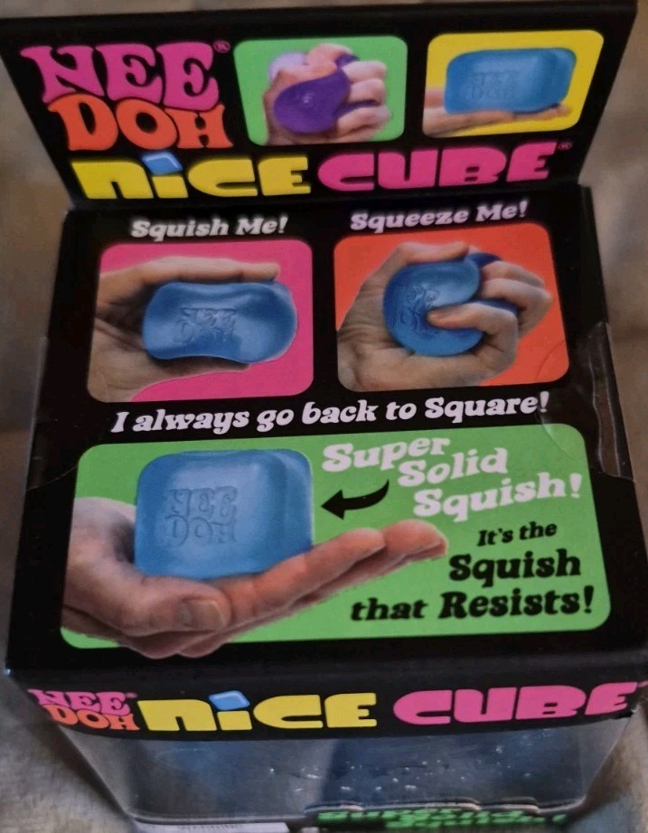 Schylling NeeDoh Nice Cube Super Solid Squish Squeeze Toy, Blue, AUTHENTIC
