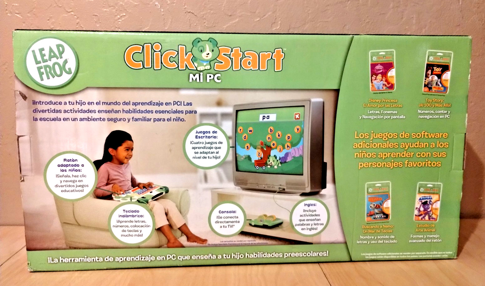 NOS SPANISH LeapFrog Clickstart My First Computer Keyboard & Toy Story Software