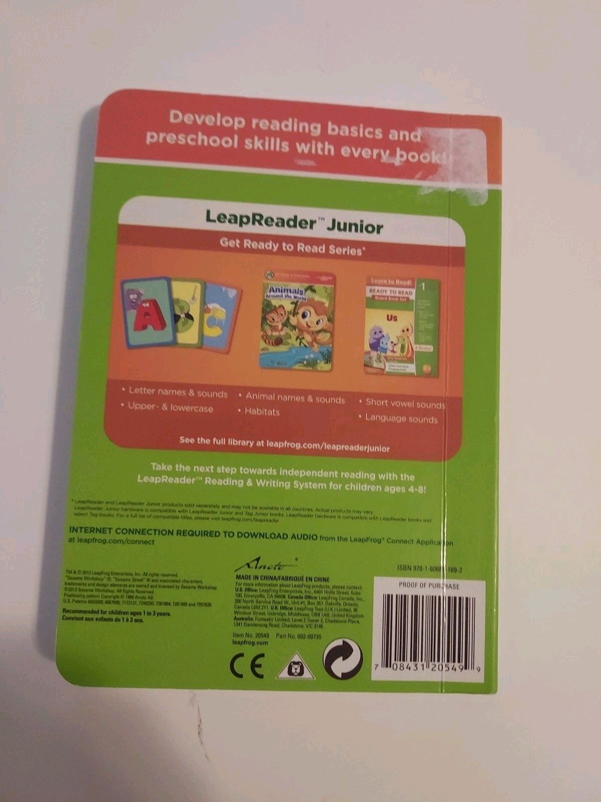 Tag Or LeapReader Junior Book 1 2 3 Sesame Street Big Bird First Book of Letter