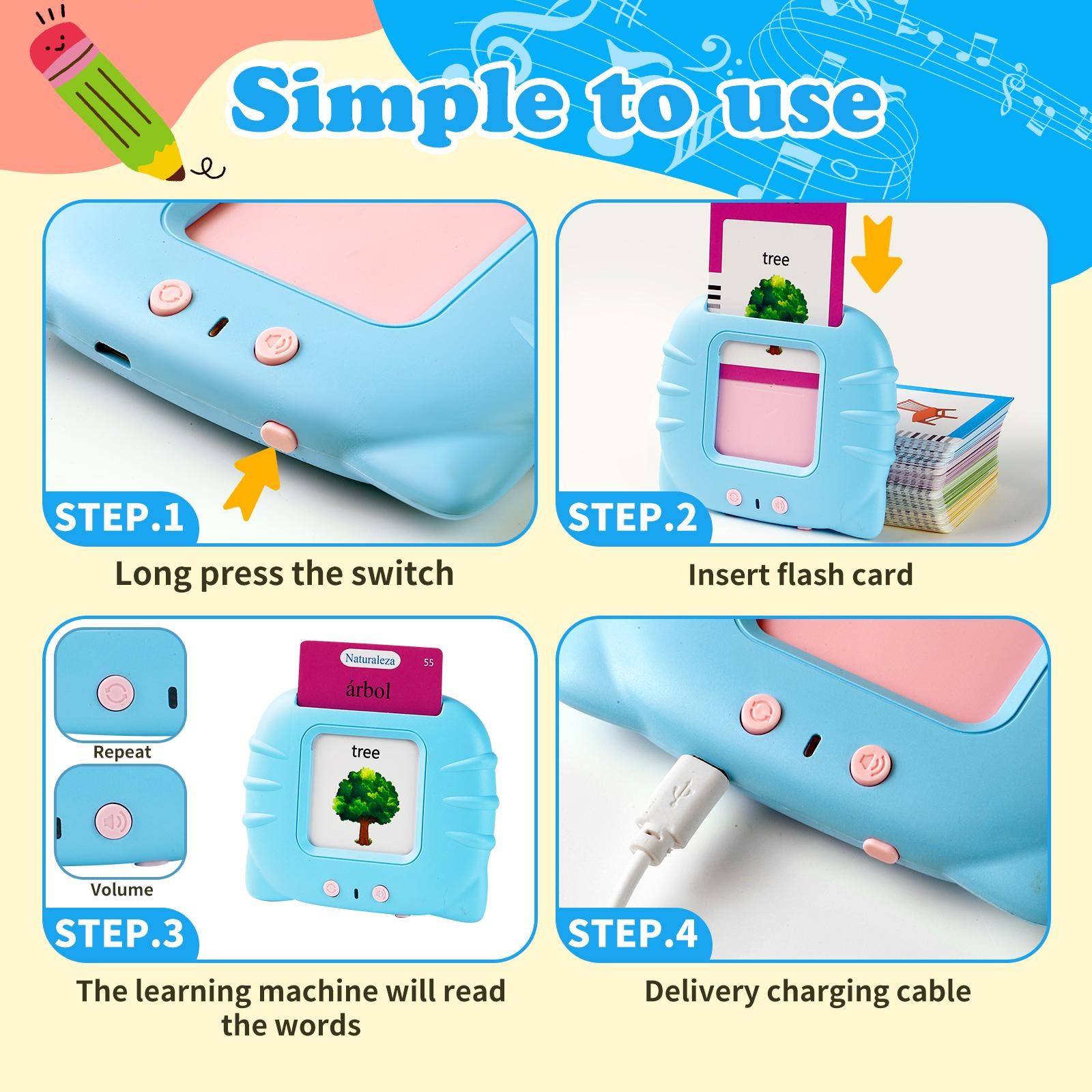 Talking Flash Card Toy for Kids with 224 Sight Words