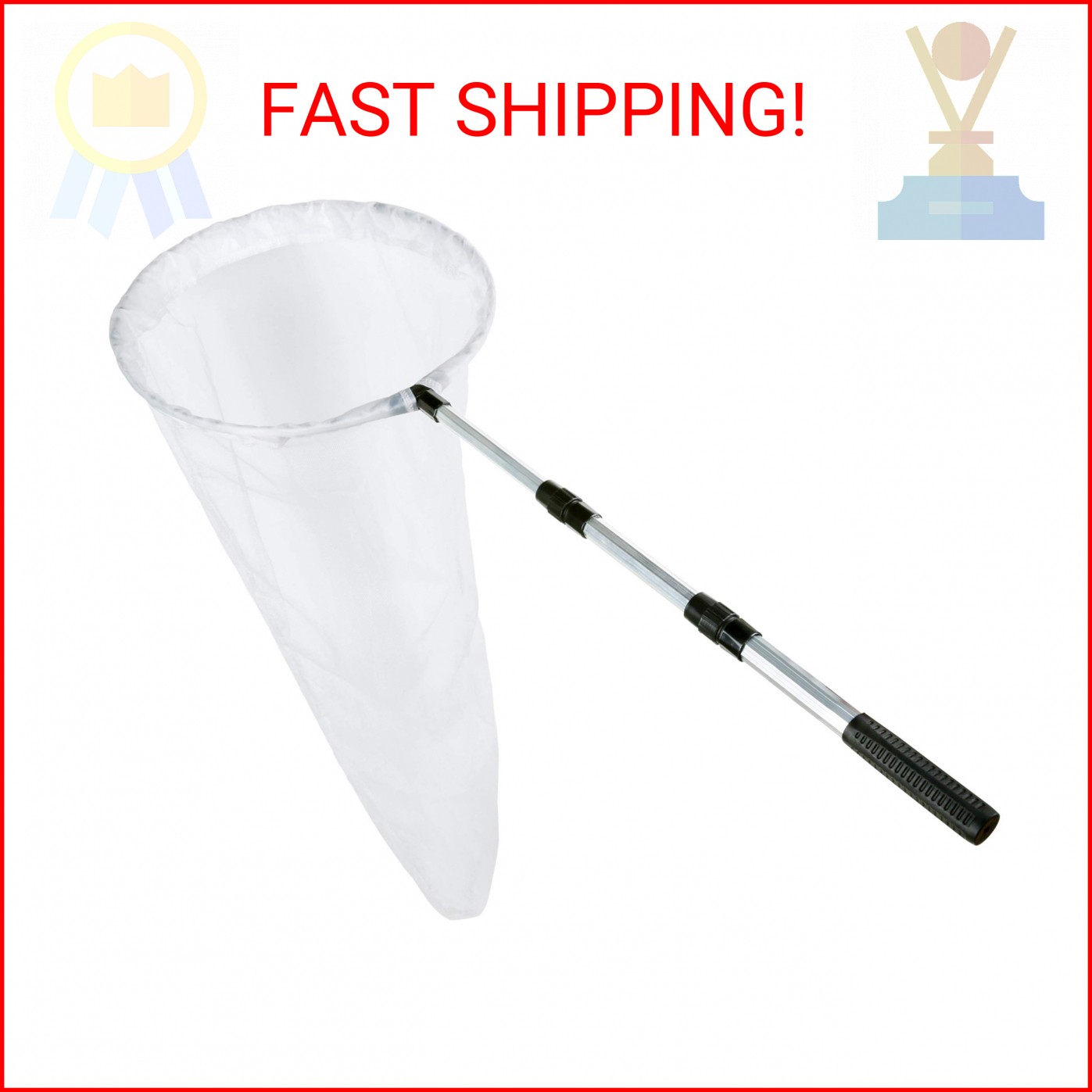 RESTCLOUD Butterfly Net with 16″ Ring, 36″ Net Depth, Handle Extends to 36 Inche