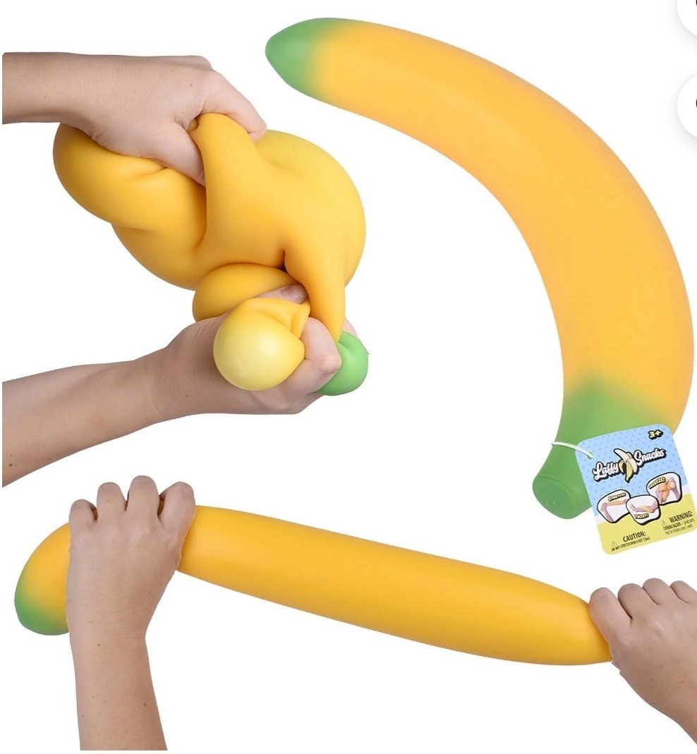 Jumbo Squishy Banana Laffy Snacks by Sunny Days Viral XL Yellow Fruit Squeezie