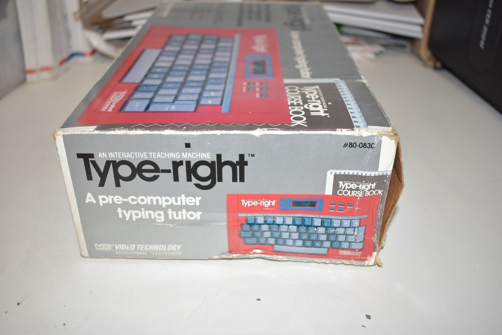 1985 V-Tech Type Right Educational Electronic Typing Tutor w/ Box & Book TESTED!