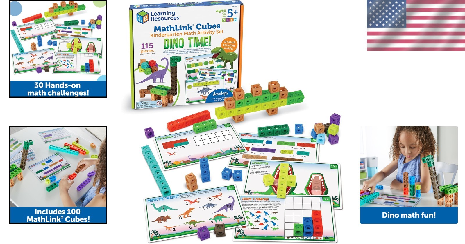 100 Dino-Themed MathLink Cubes for Engaging Math Games – Perfect for Homeschool!