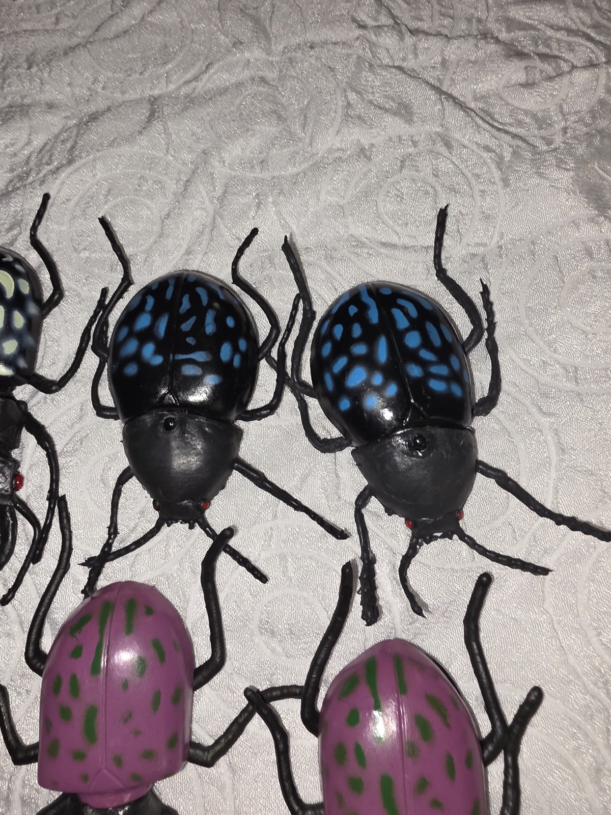 Mixed Lot of 7 Rubber Plastic Beetle Insects Bugs Toys Lot 1979 Vintage