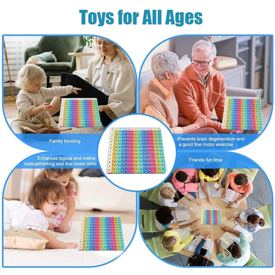 Rainbow Multiplication Table pop Fidget Toys Educational Math 12×12,