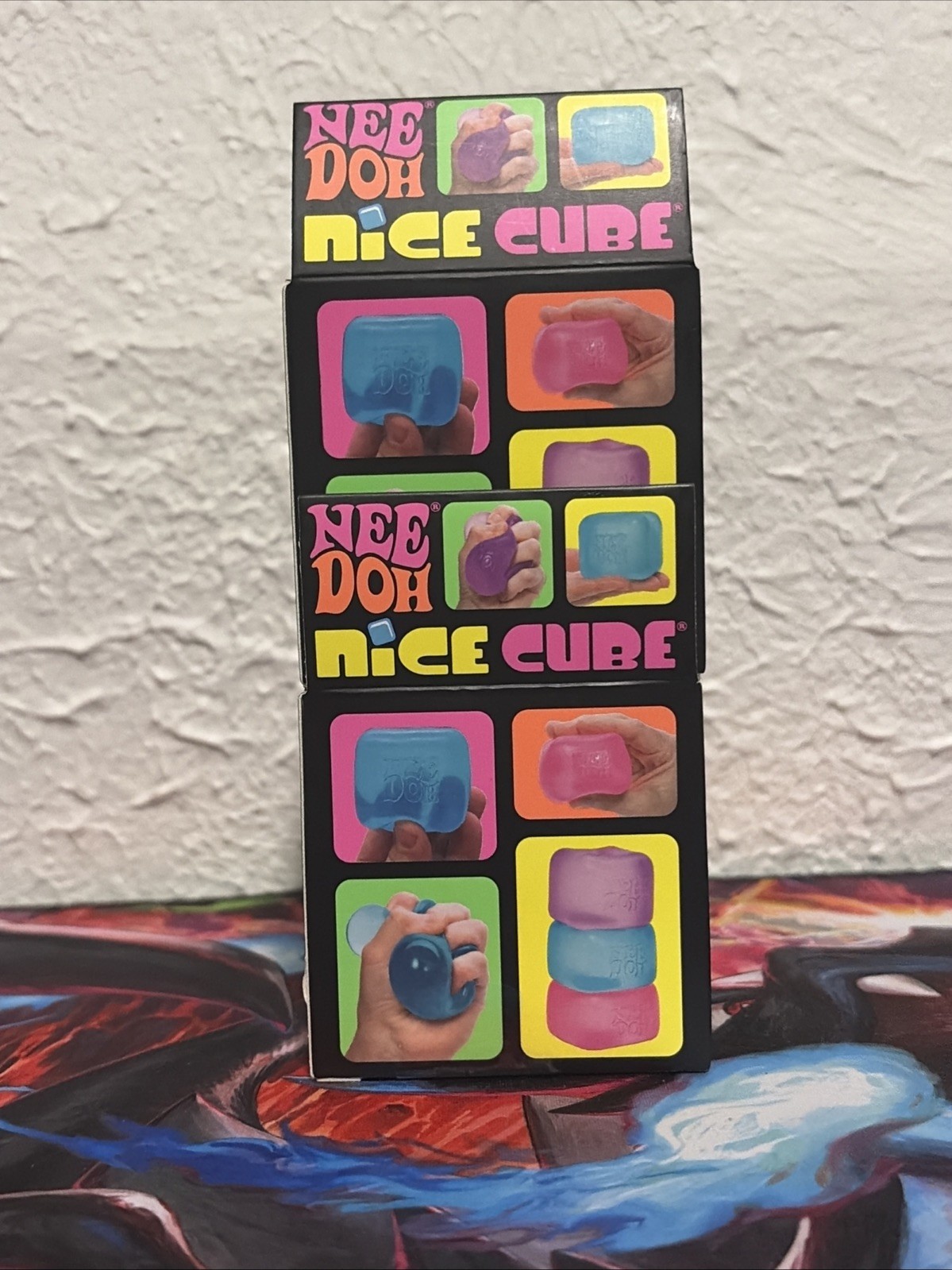 Nee Doh Nice Cube -Super Solid Squish! (Blue) -Brand New/Factory Sealed Lot Of 2