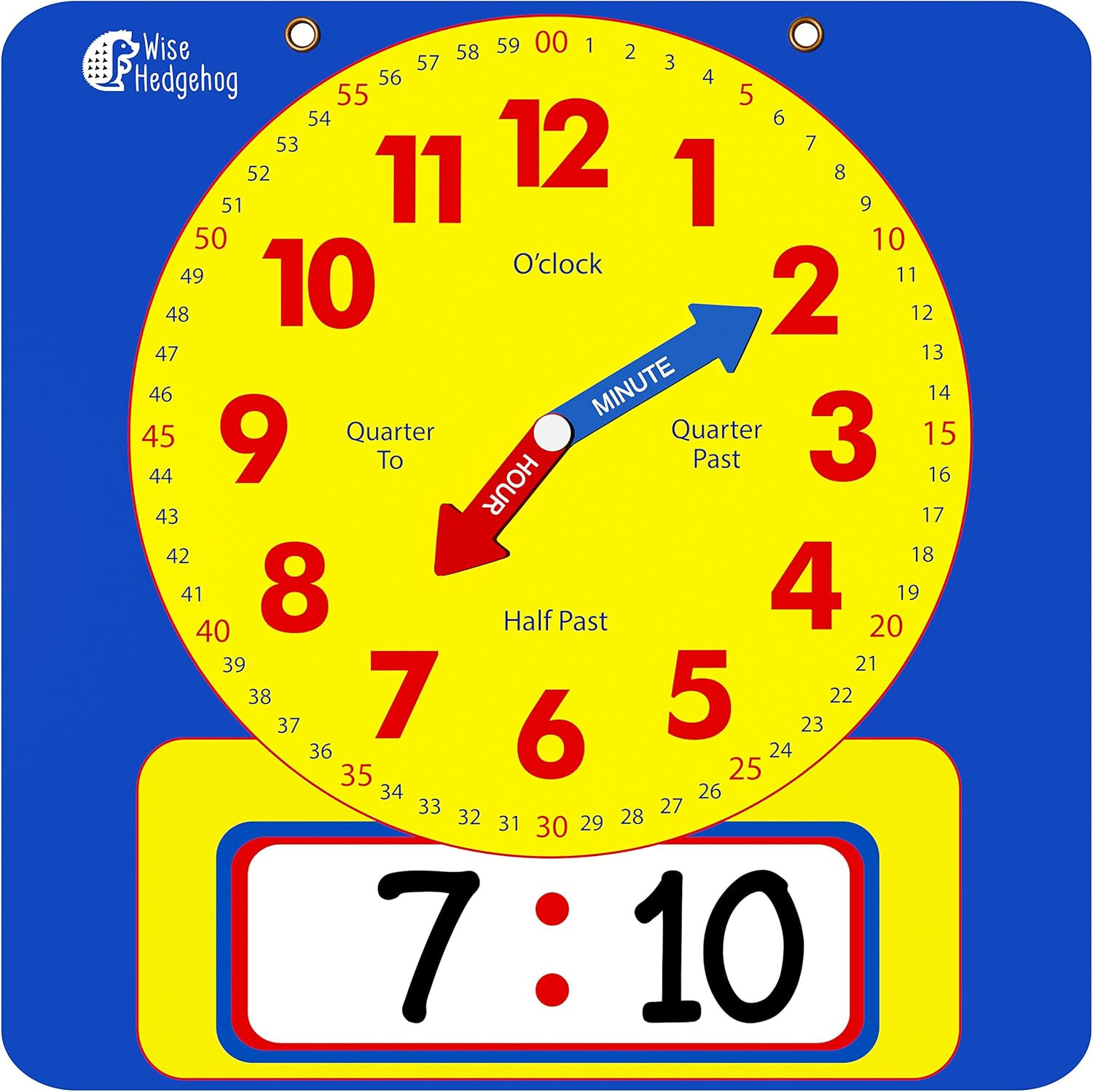 Large Dry Erase Magnetic Teaching Demonstration Clock, Kids Telling Time Learnin