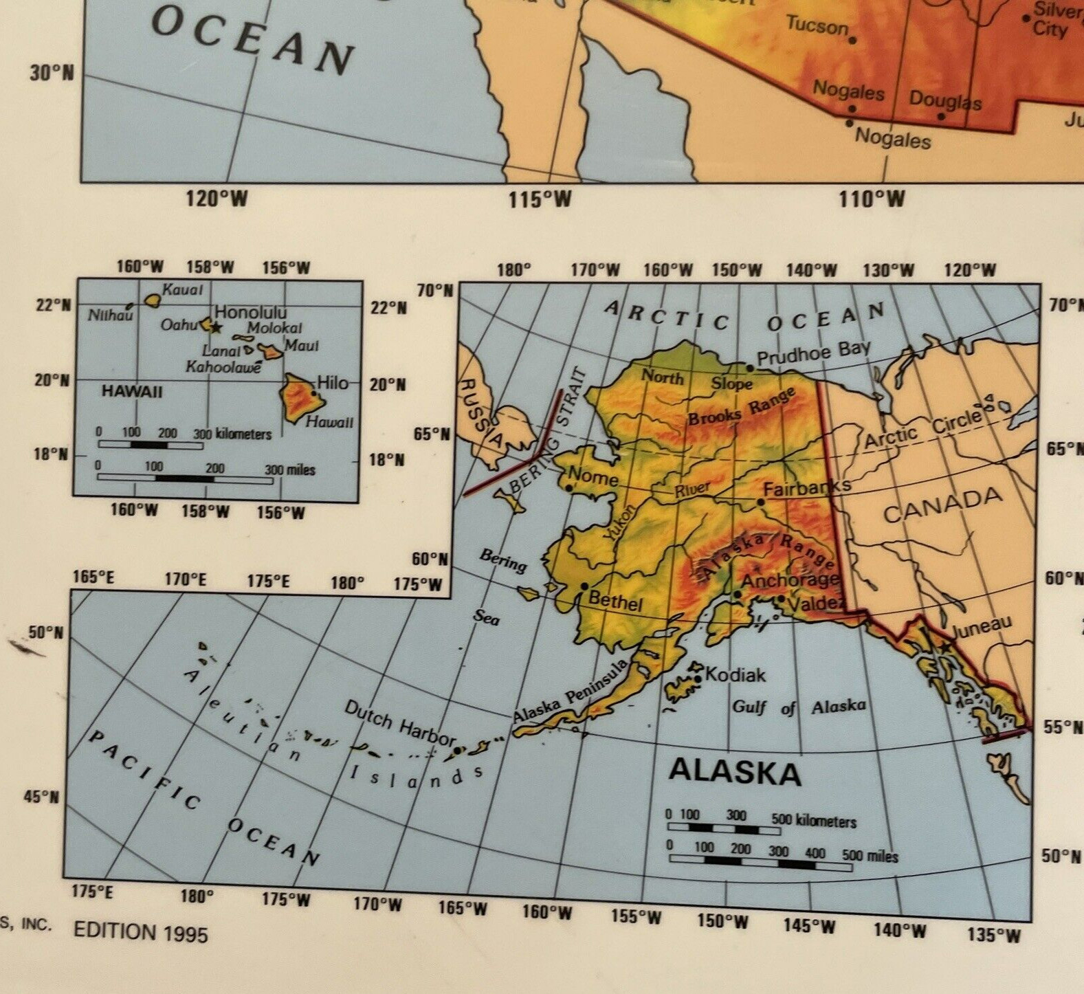 1989/95 Nystrom Maps Laminated 2 Sided United States / World Maps 22″ X 17″