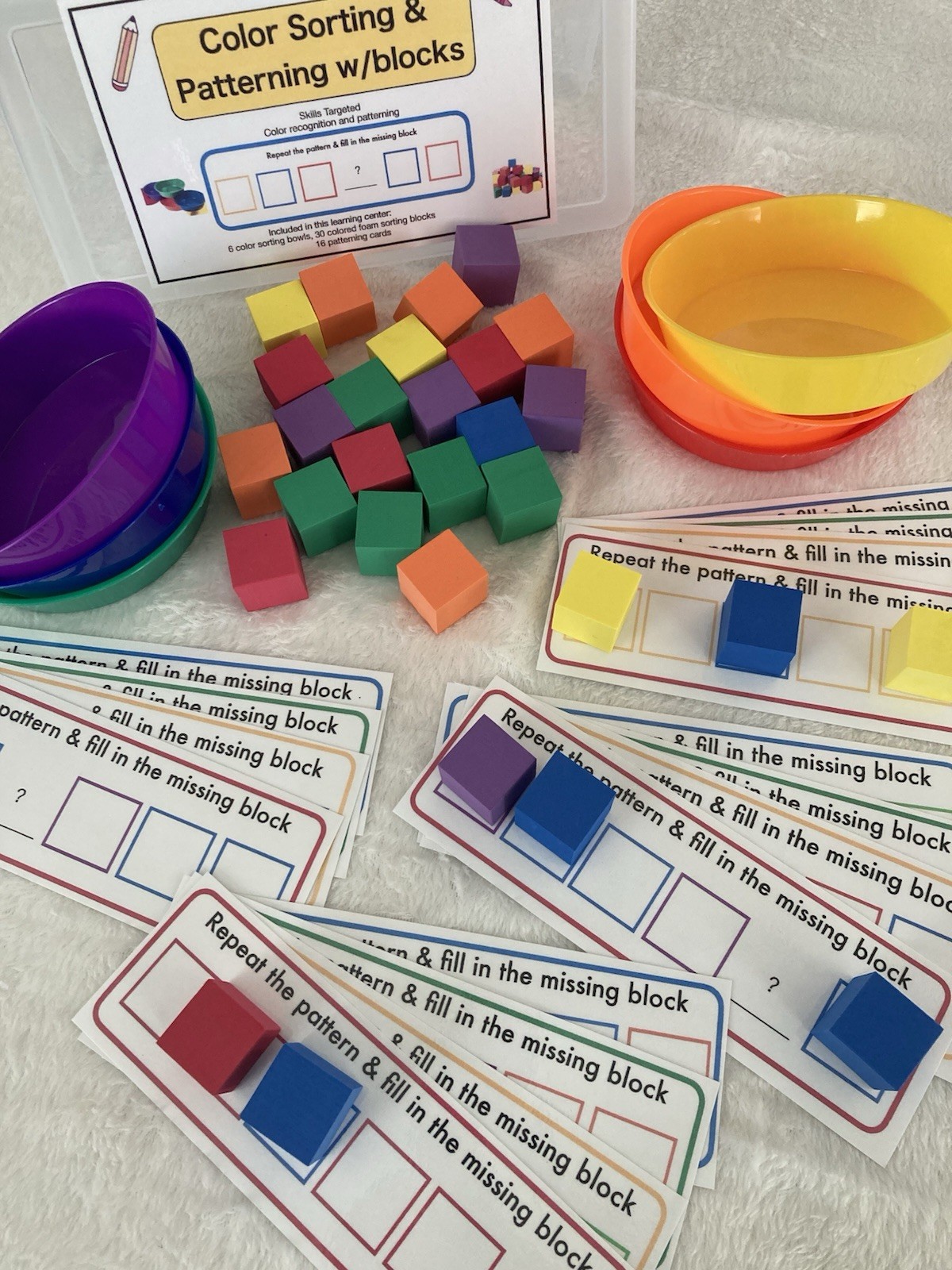 Color Sorting & Shapes Sorting Patterning w/Lakeshore Learning Bag * 2 sets