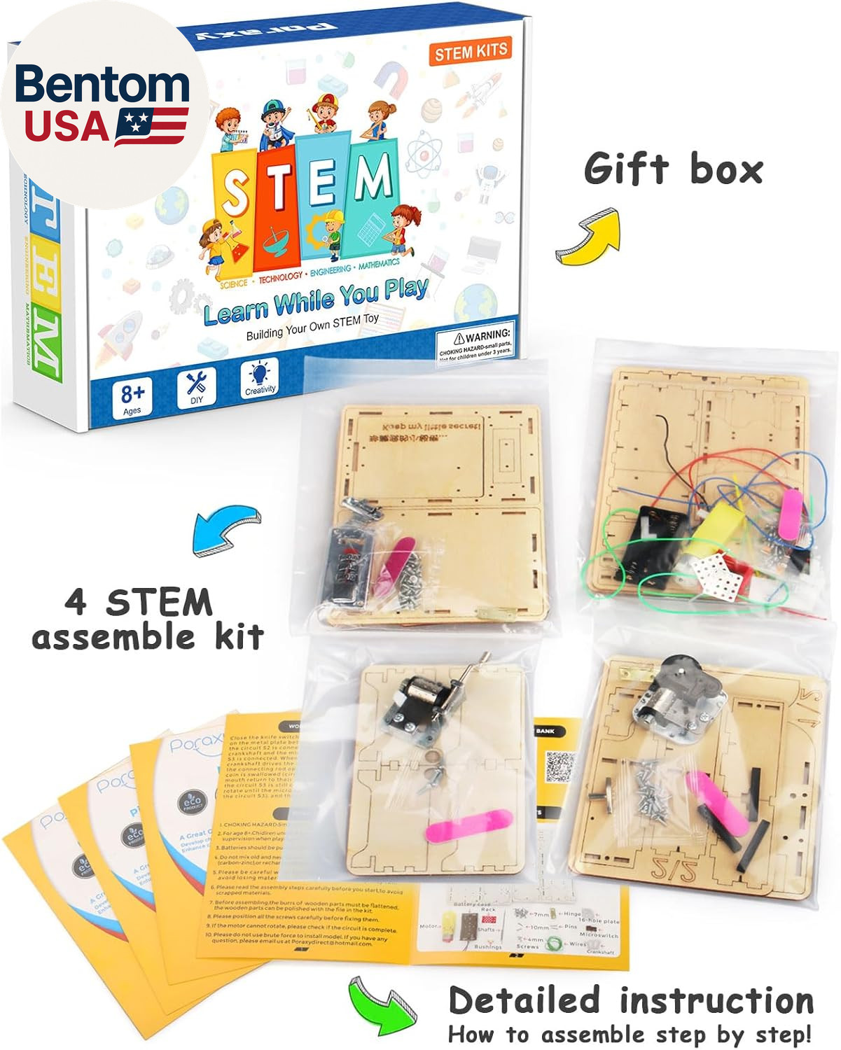 4 Set STEM Kits for Kids Ages 8-10 10-12, Toys for Ages 8-13, Music Box, Robot 3