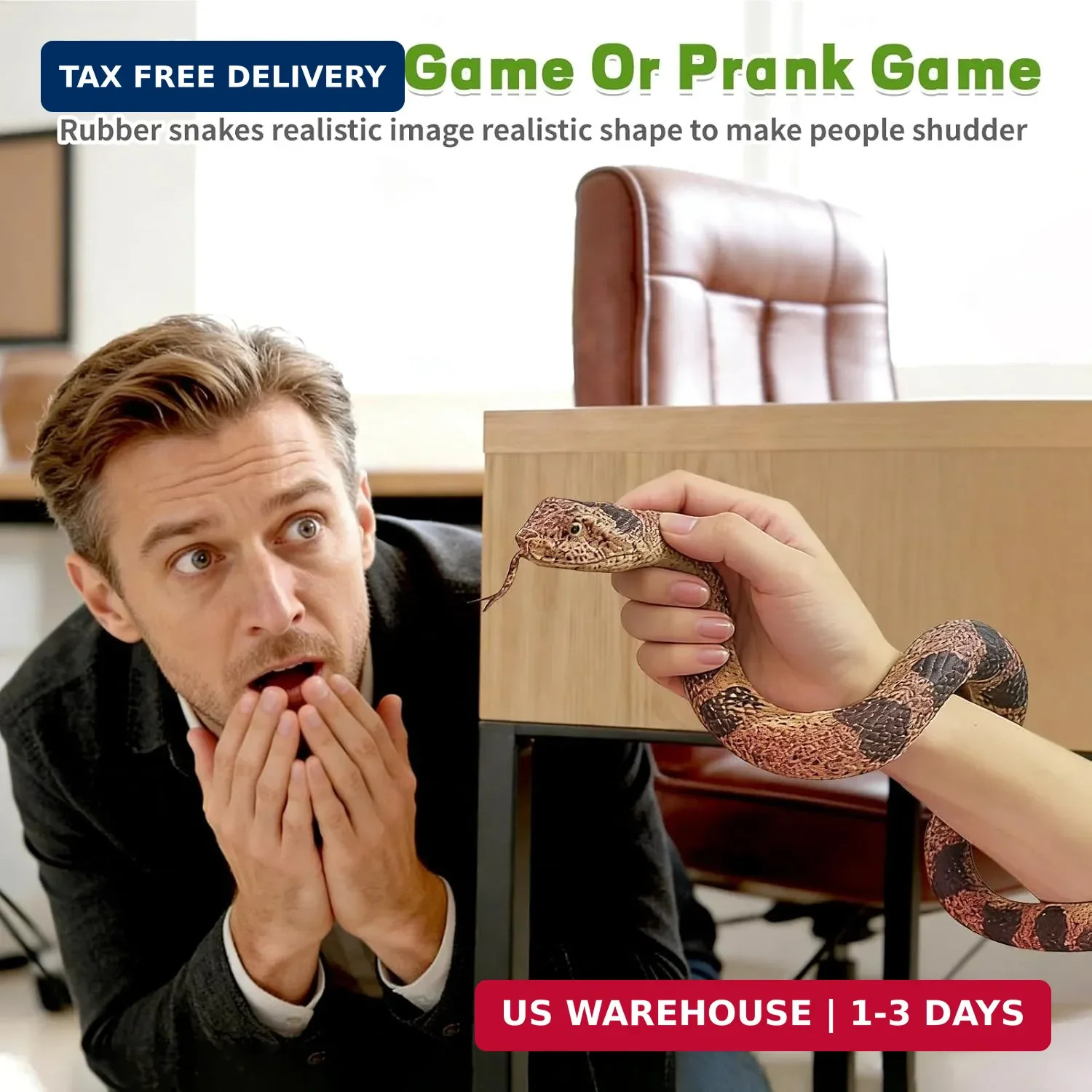 2 Pack Rubber Snakes Fake Snake Rattlesnake, Snakes Toy Realistic Keep Birds Awa