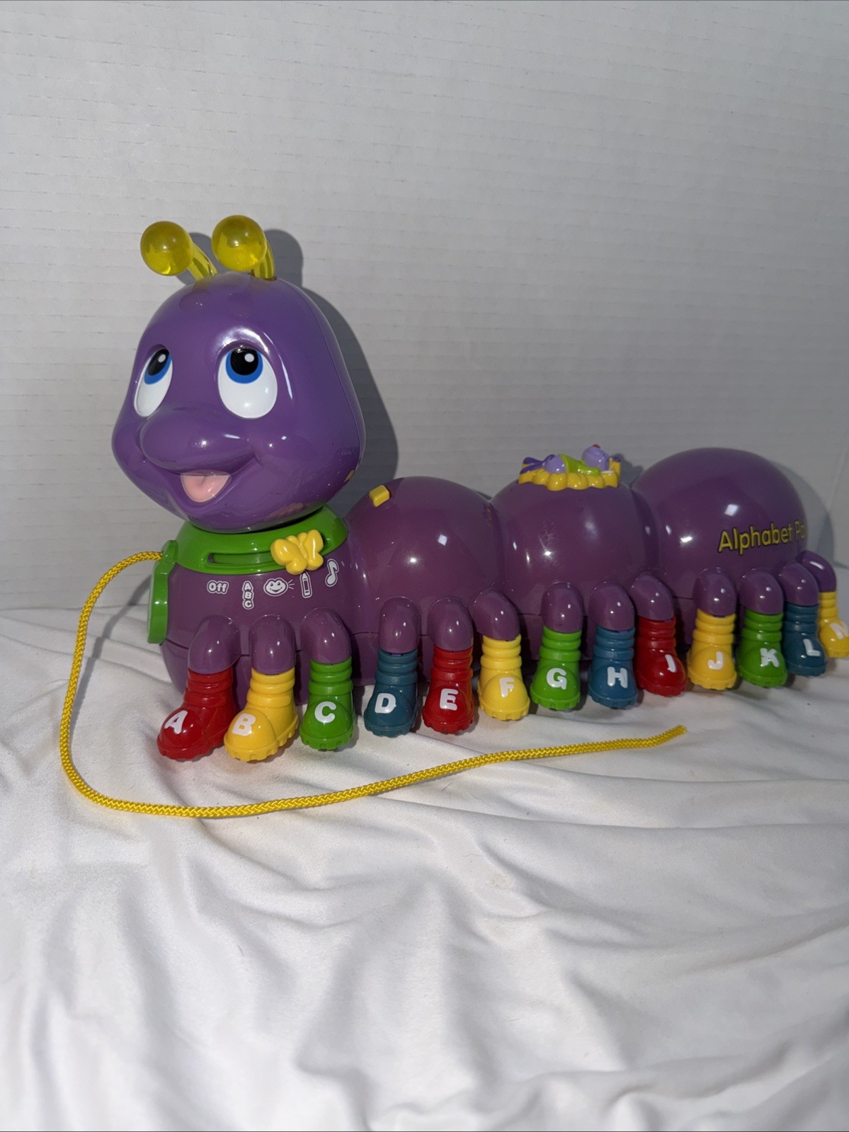 Leapfrog Alphabet Pal Purple Caterpillar Pull Toy Interactive Musical WORKS