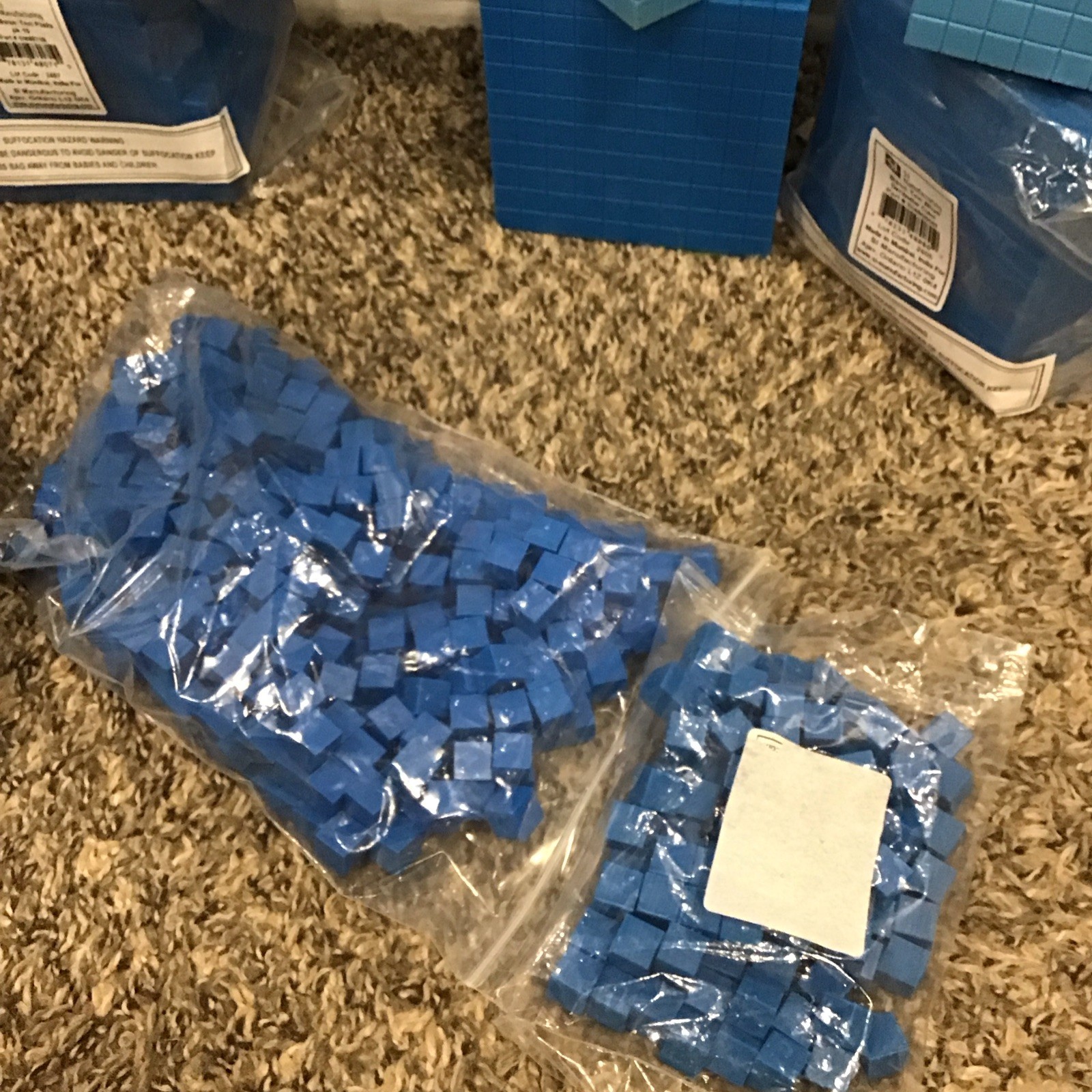 Blue Base Ten Blocks (Cube, Flats, Rods, Units) Huge Lot, SI Manufacturing, Home