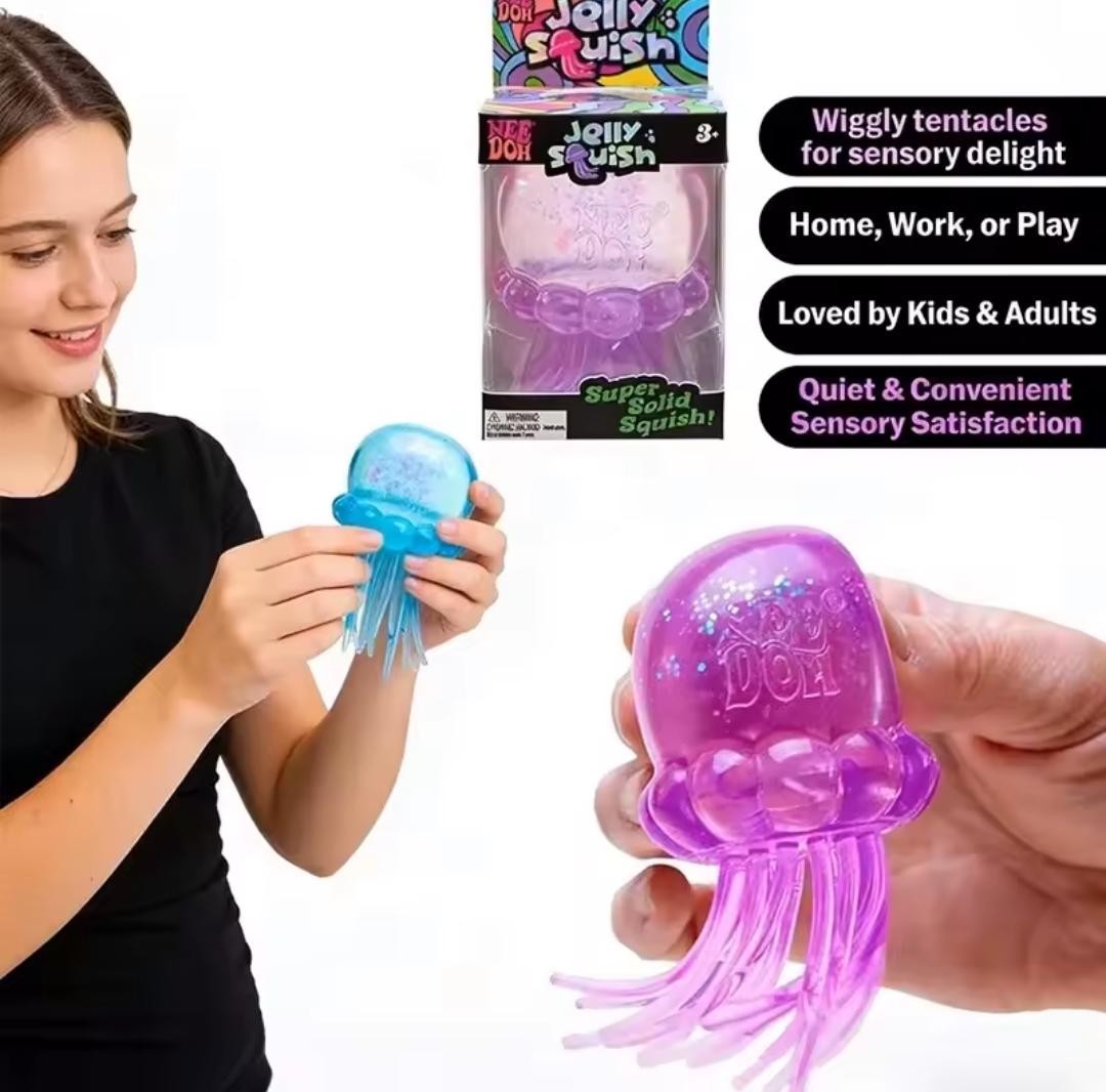 Random Jellyfish Squish Fidget toy NeDoh Soft Squeeze Stress Relief Anti Anxiety