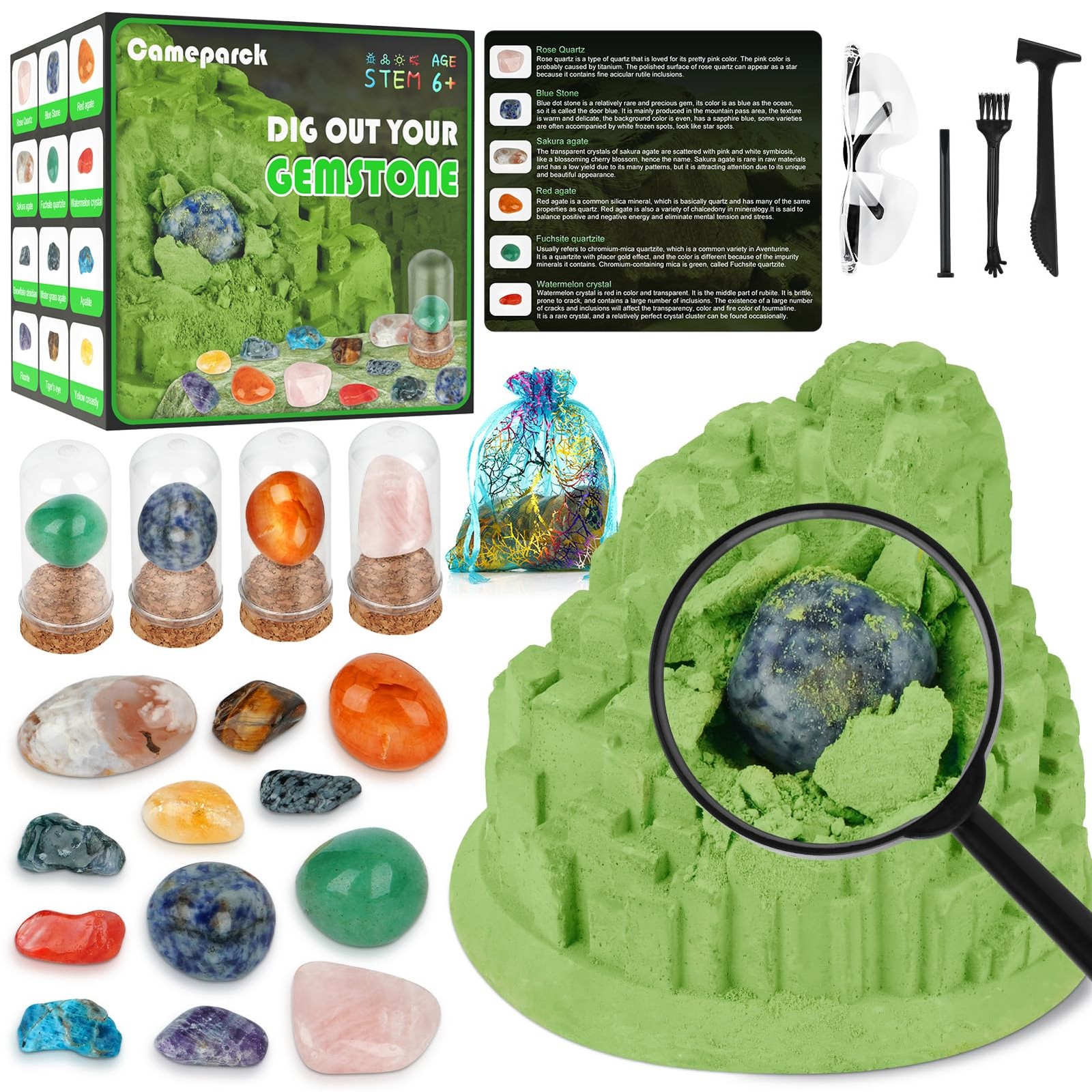 Gemstone Dig Kit (Unique Shape),Great STEM Science Kit for Kids- Excavate Your O