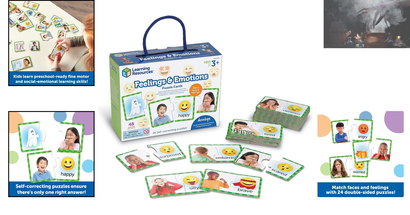 Durable Emotional Awareness Puzzle Cards – Enhance Social Skills in Kids Ages 3+
