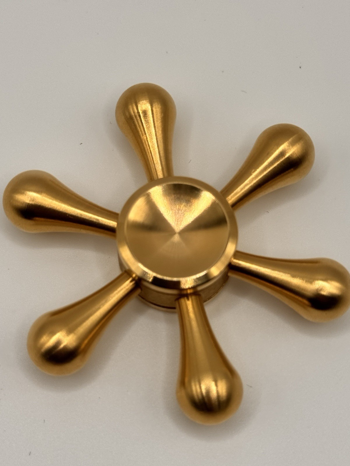 Six Arm Solid Metal Brass Fidget Spinner All Metal Toy Adults Kids Boys Girls
