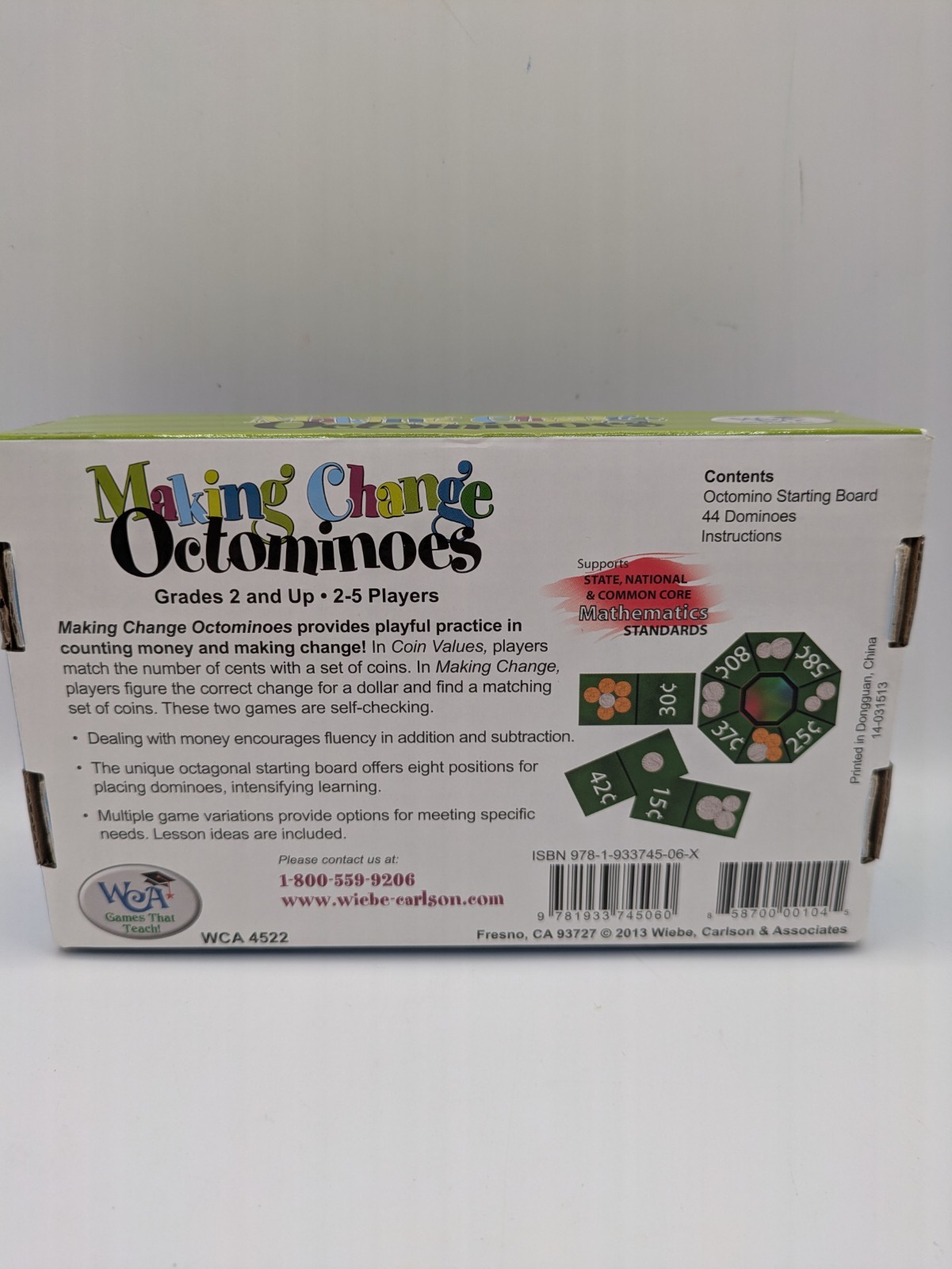 Making Change Octominoes – Learning Advantage – Grades 2 and Up. 2-5 Players