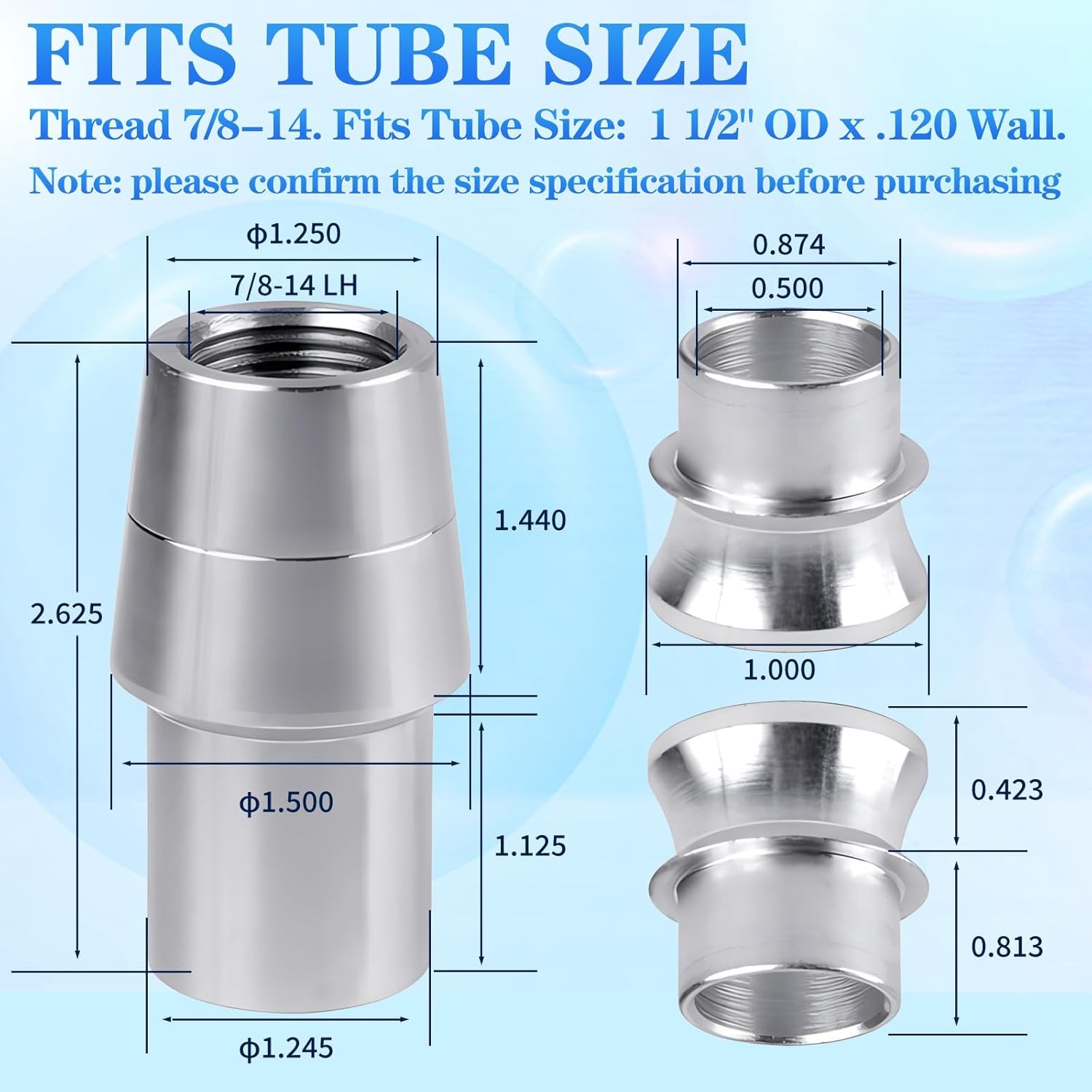 7/8-14 Heim Joint Rod End Kit with Spacers Bungs 2Set