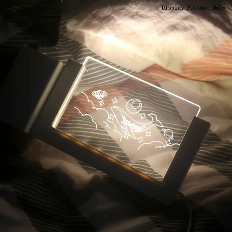 Gift for Kids LED 3D Erasable Writing CLEAR BOARD W/ USB-powered LED Night light